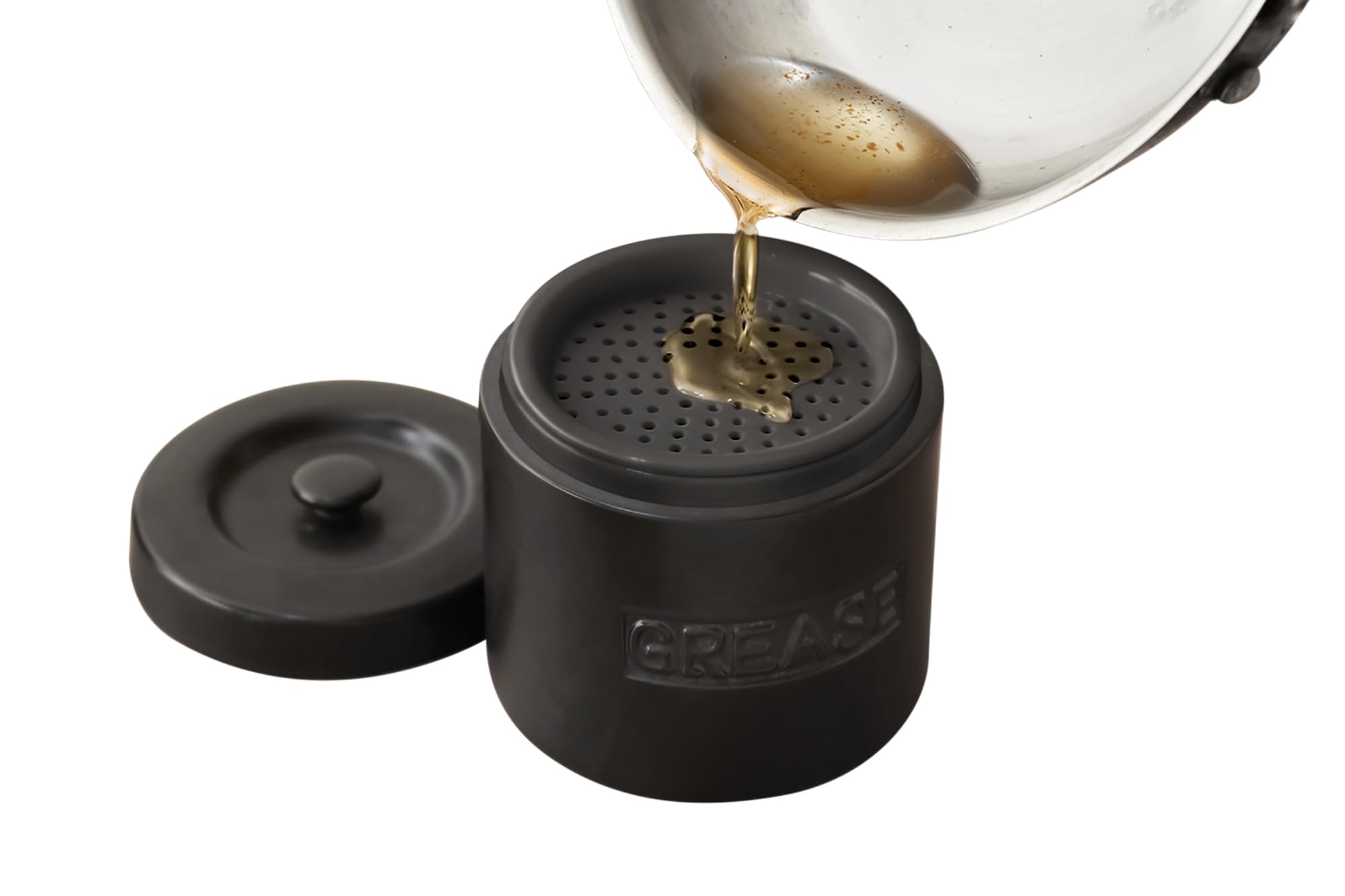 Fox Run Bacon Grease Container, 5 X 5.5 Inches, Black