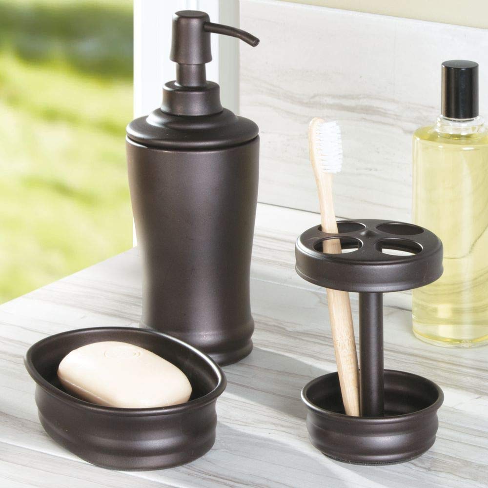 iDesign Metal Tall Liquid Soap Dispenser Pump  The Olivia Collection - 8 Oz.  Bronze