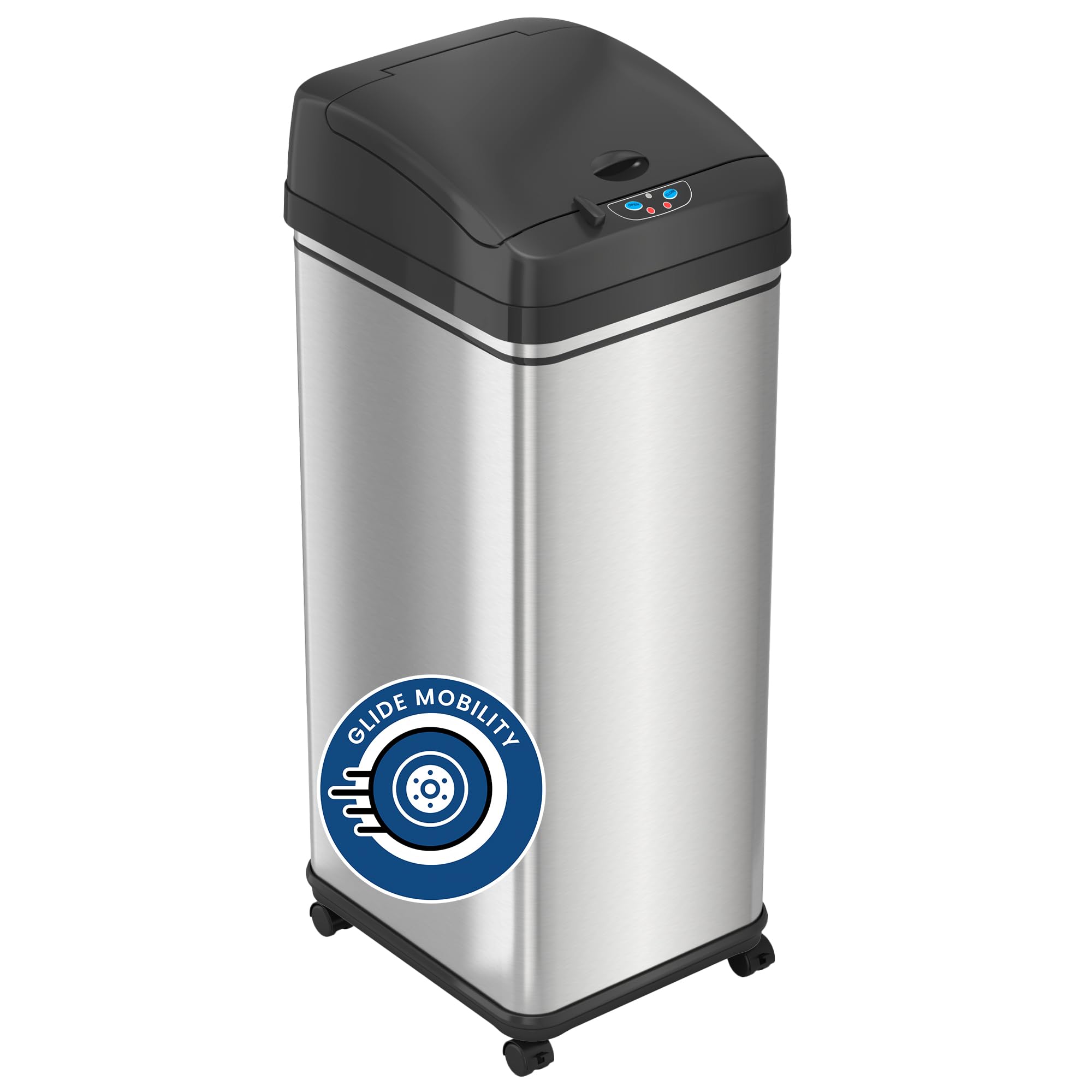 Itouchless Locking Lid 13 Gallon Sensor Kitchen Trash Can With Absorbx Odor Filter & Wheels, Stainless Steel Mess-Free Garbage B
