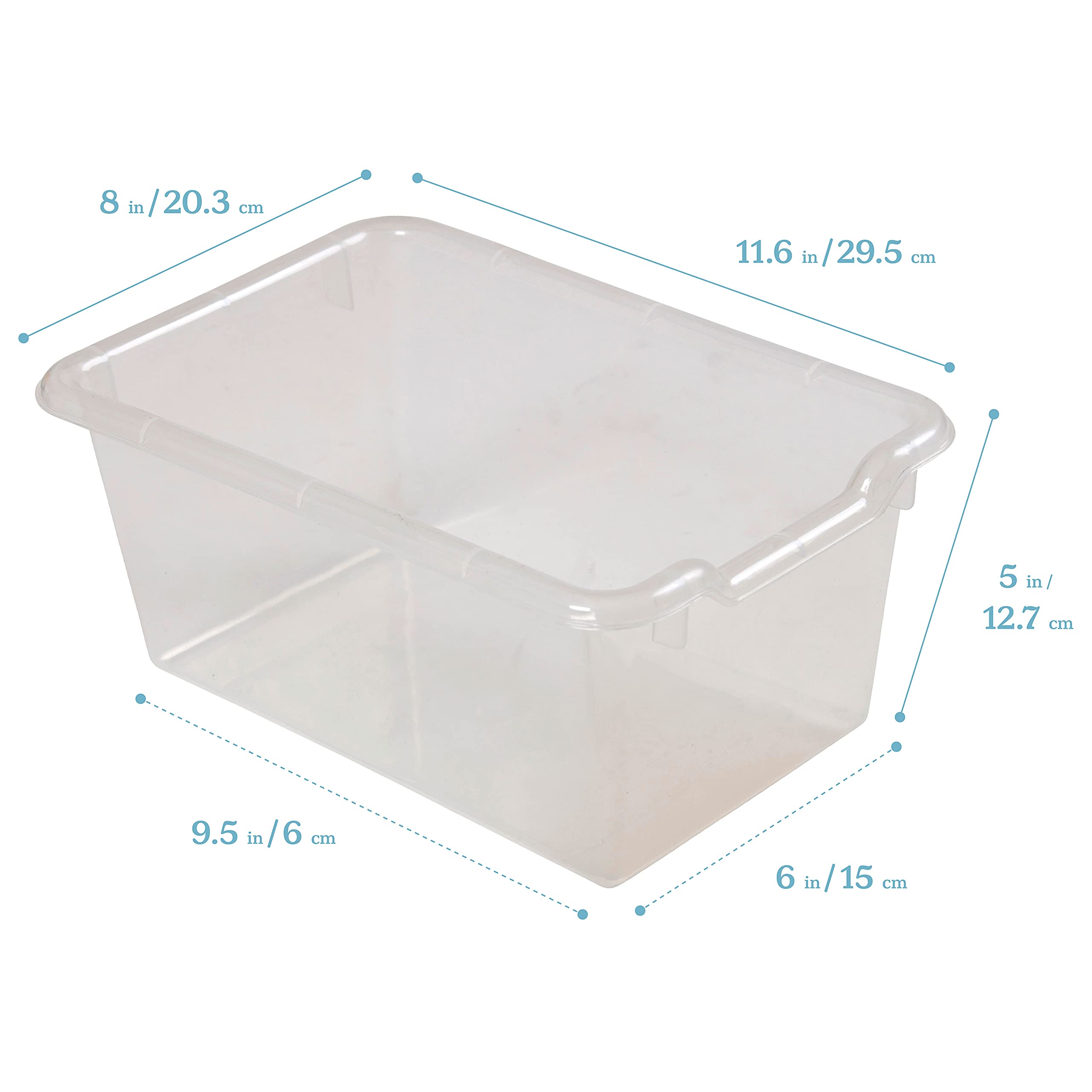 Ecr4Kids Scoop Front Storage Bins, Multipurpose Organization, Clear, 10-Piece