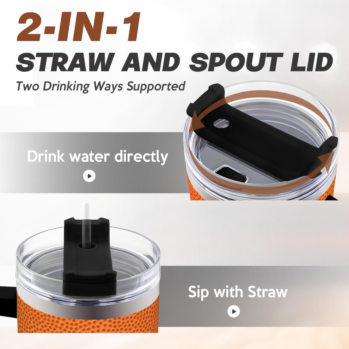 SANDJEST Basketball Tumbler with Handle 40oz Lid & Straw, Insulated Coffee Cup Gifts for Men Boys Players, Christmas Birthday