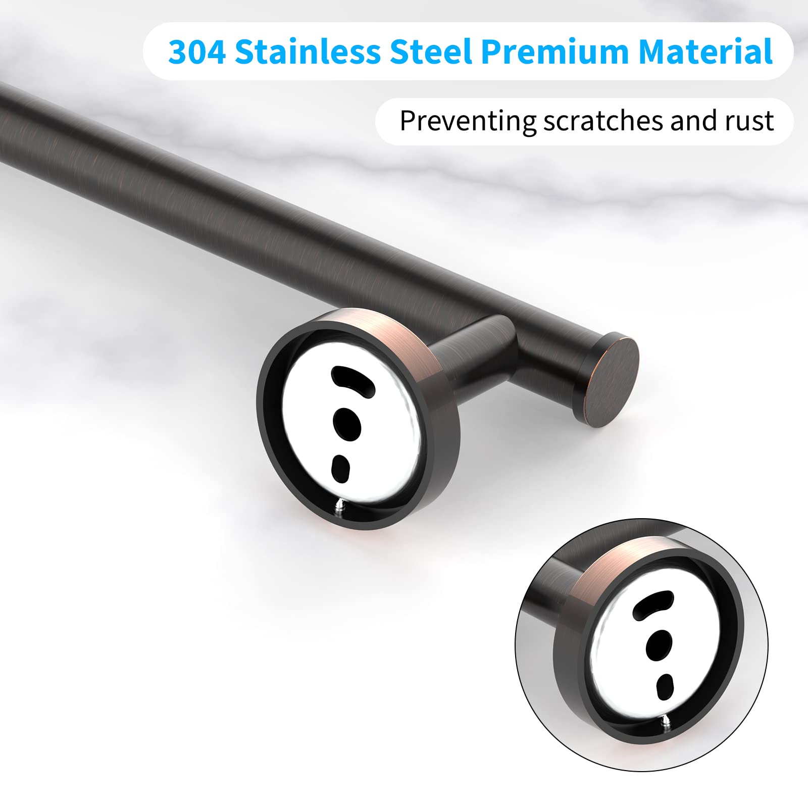 Cilee 2 Pieces Oil Rubbed Bronze Towel Bar Set  Hand Towel Holder Bathroom Hardware Set 24 Inch Towel Racks for Bathroom Stainless Steel Wall Mount
