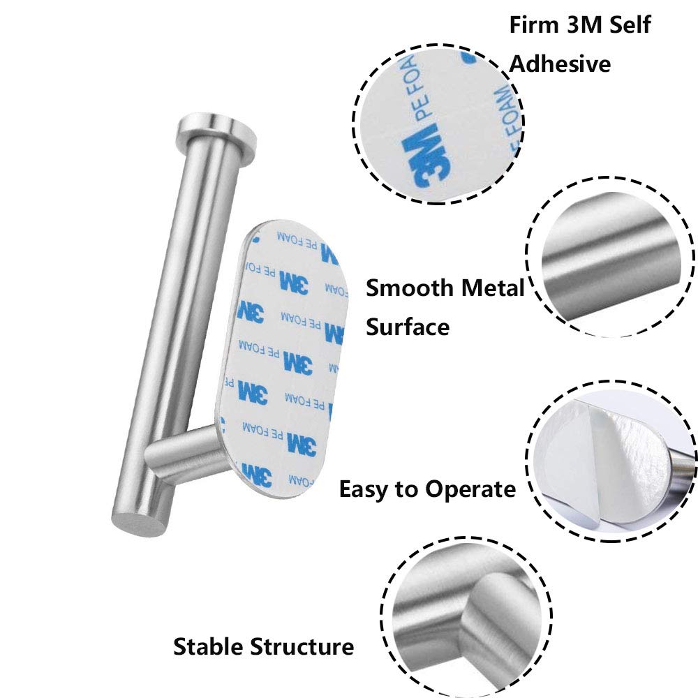 Cerekony Adhesive Toilet Paper Holder, Roll Holder Small Space For Kitchen Bathroom Utility Hooks Stick On Wall Stainless Steel