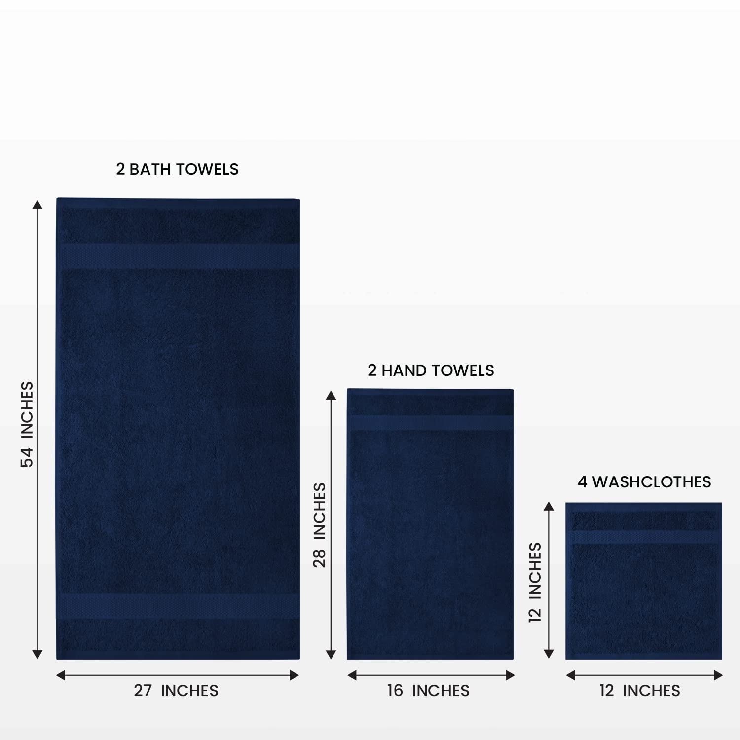 Infinitee Xclusives Premium Navy Bath Towel Set For Bathroom - [Pack Of 8] 100% Cotton Bathroom Towel Set - 2 Bath Towels, 2 Han