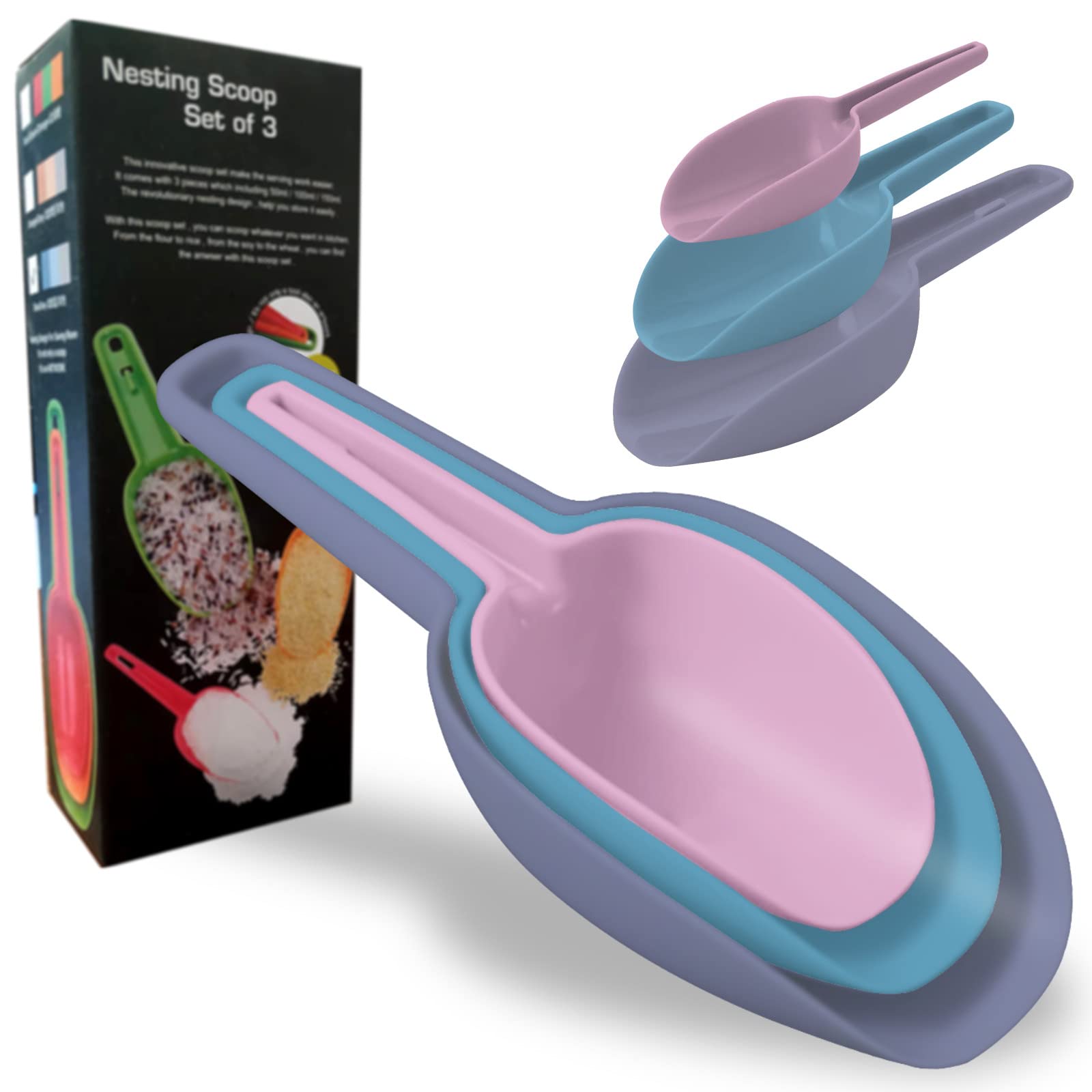 Flour Scoop Set Of 3, Set Of Scoops For Canisters, Flour Scoops For Canisters Ice Scoop Popcorn Scoop Plastic Scoops For Dry Goo