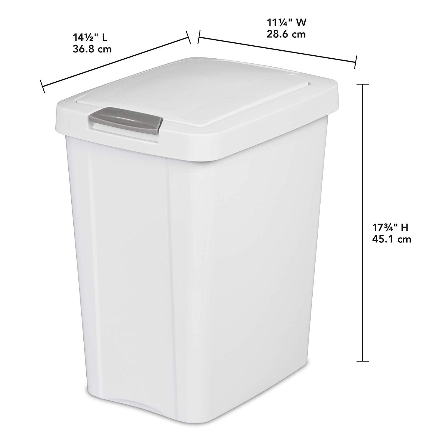 Sterilite 10438004 7.5Gal28L Wht Touch Can, 7.5 Gallon, White