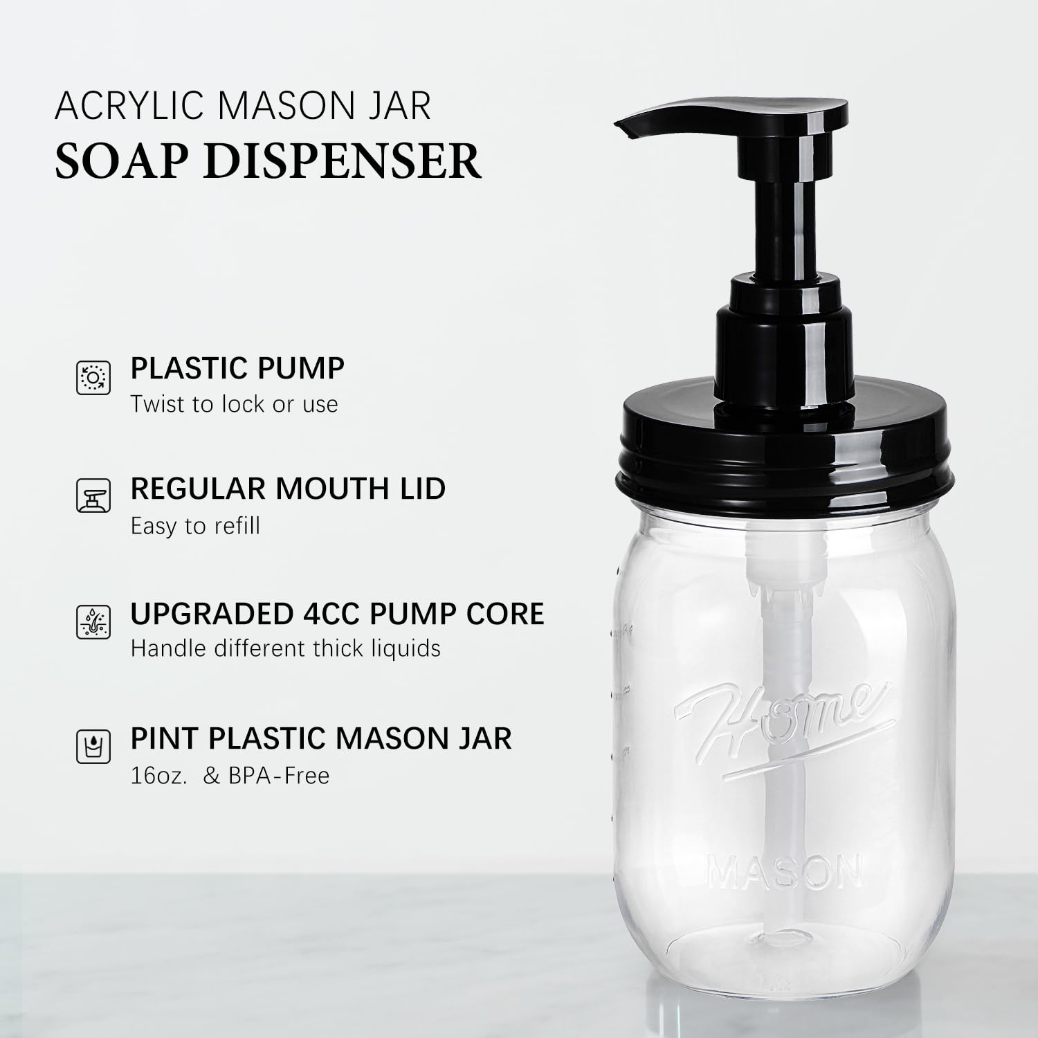 Amolliar Plastic Mason Jar Soap Dispenser With Pump Lid,16Oz Refillable Bpa-Free Hand Soap Dispenser Set With Cute Lables - Farm