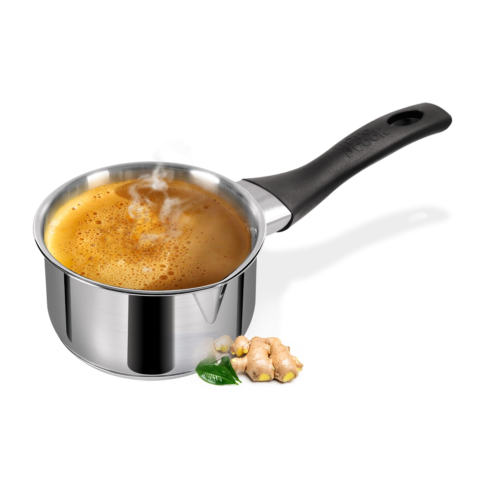Milton Pro Cook Stainless Steel Tea Pan, 1.2 Litre (14 Cm), Sandwich Bottom Sauce Pan, Gas Induction Base Chai Pot Milk Boiler W