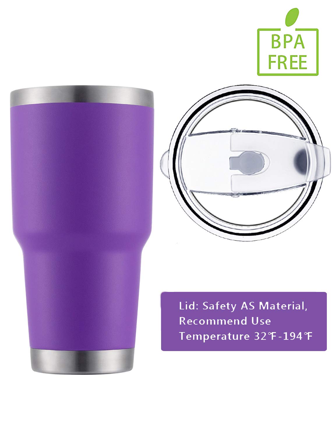 Ds 30Oz Purple Tumbler Stainless Steel Double Wall Vacuum Insulated Mug With Straw And Lid, Cleaning Brush For Cold And Hot Beve