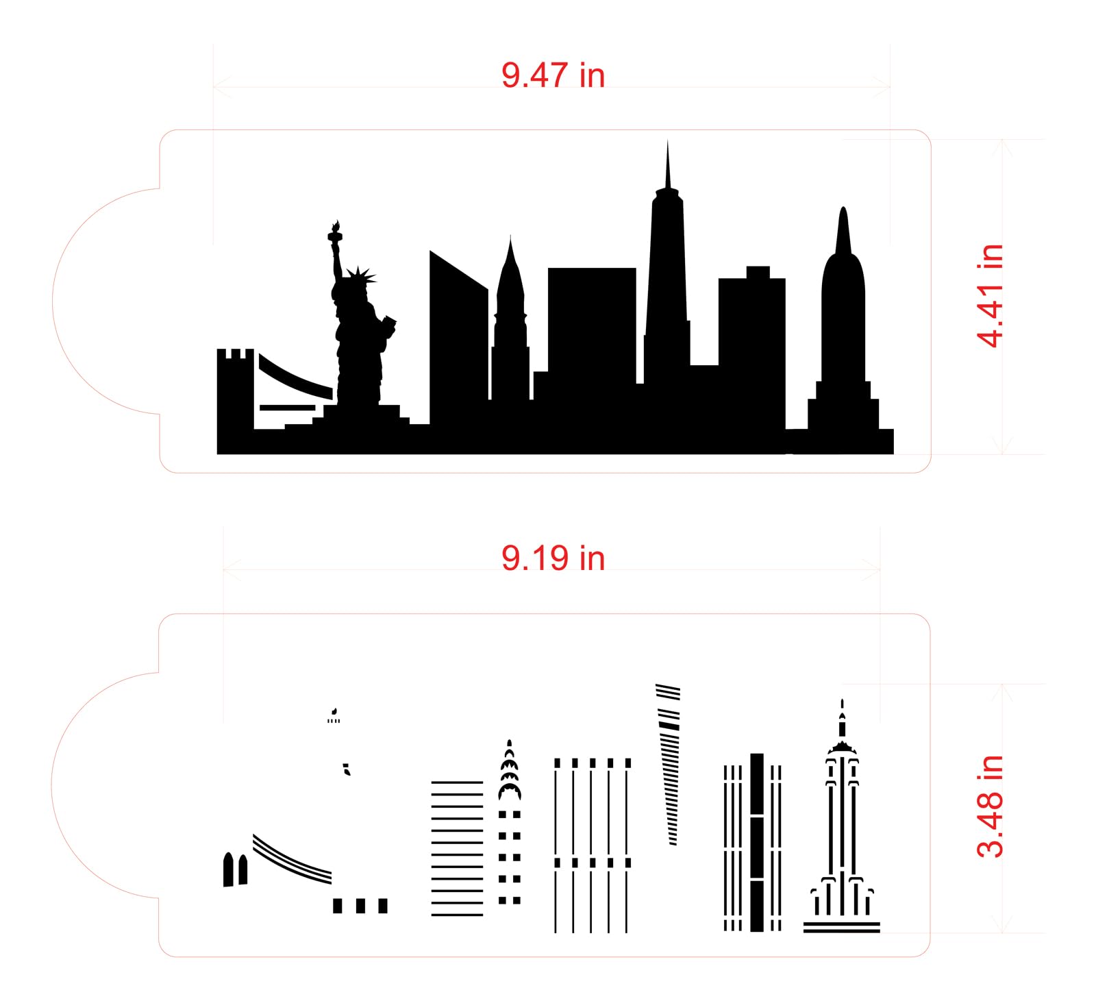 New York City Detailed Skyline Cake Stencil Side C1000 By Designer Stencils