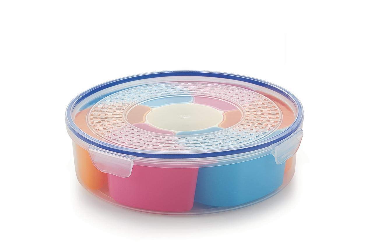 Household Culture Plastic Masala Rangoli Box For Kitchen/Kitchen Masala Dabba 7 Sections (Multicolour, 1000Ml)(Pack Of 1)