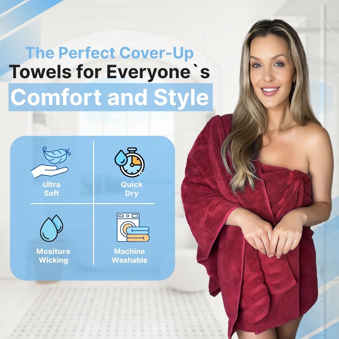 Premium Burgundy Bath Towels - 700 GSM 100% Cotton 27x54 Inches Pack of 2 Bathroom Towels - Ultra Soft and Highly Absorbent Hotel and Spa Quality Bath Towels for Bathroom by Infinitee?Xclusvies