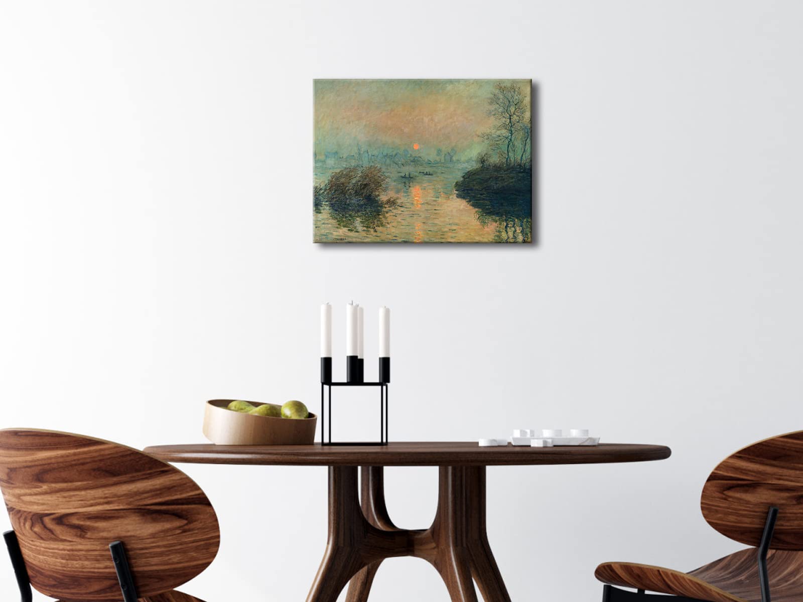 Wieco Art Canvas Wall Art Sunset On The Seine At Lavacourt, Winter Effect By Claude Monet Oil Paintings Canvas Prints Landscape