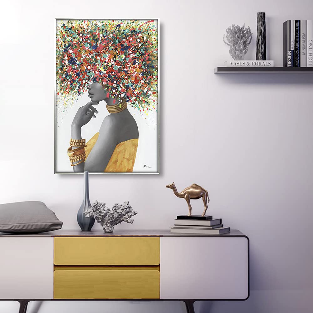 Hand-Painted African American Wall Art -Black Art Paintings For Wall -Graffiti Canvas Wall Art For Living Room Bedroom Office De