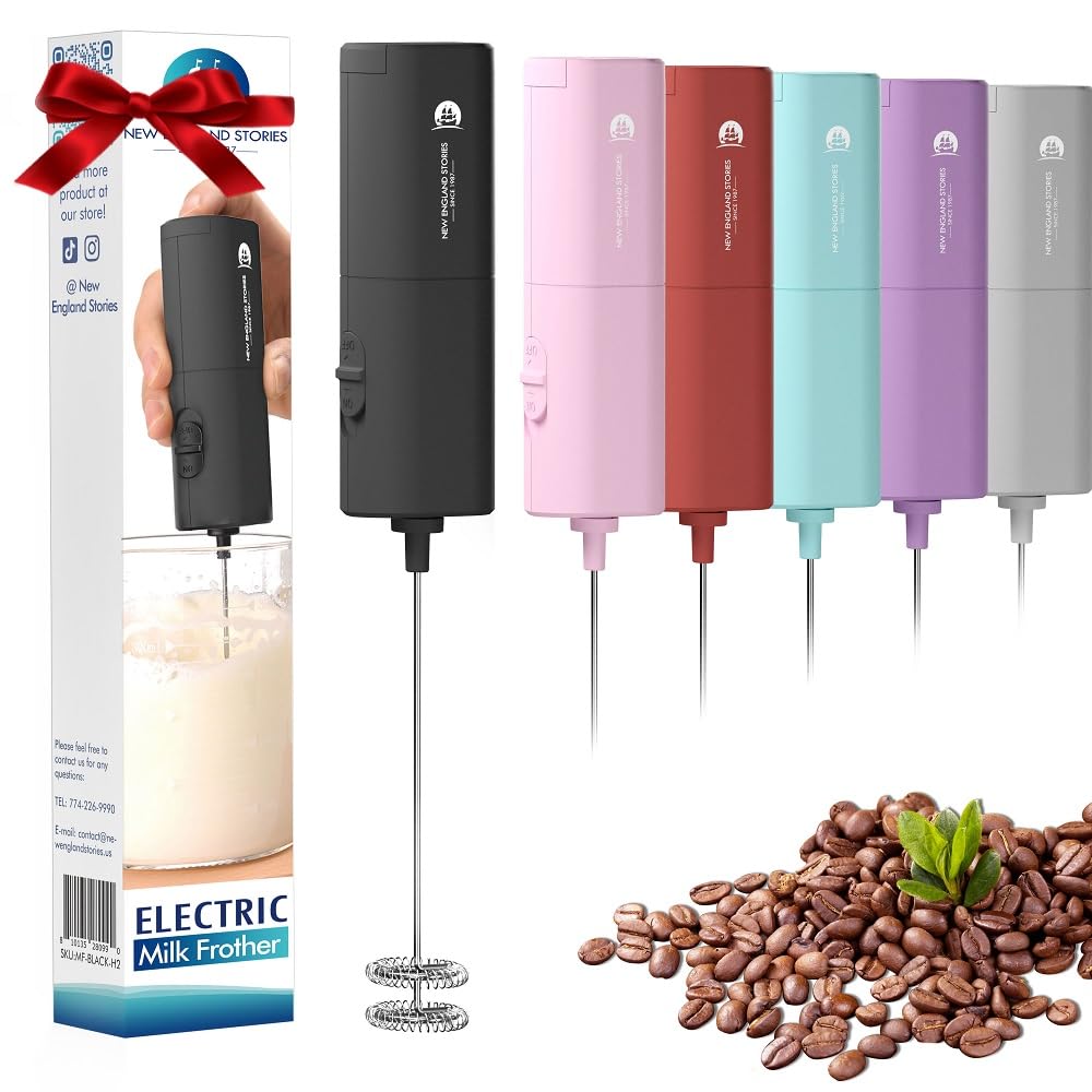 Powerful Milk Frother with Self-Stand Design, Handheld Foam Maker Mini Whisk Drink Mixer for Coffee, Cappuccino, Latte, Matcha, 