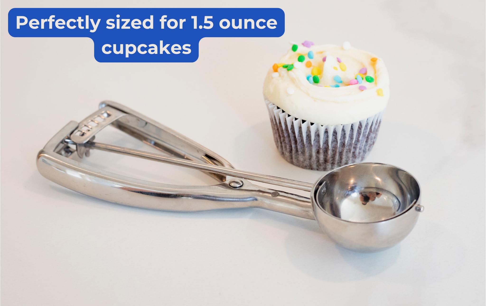 Jenaluca Large Scoop - Ice Cream, Cookie Dough & Cupcake Scooper - 3 Tablespoon 1.5 Ounce Disher Size #24 Stainless Steel Baking