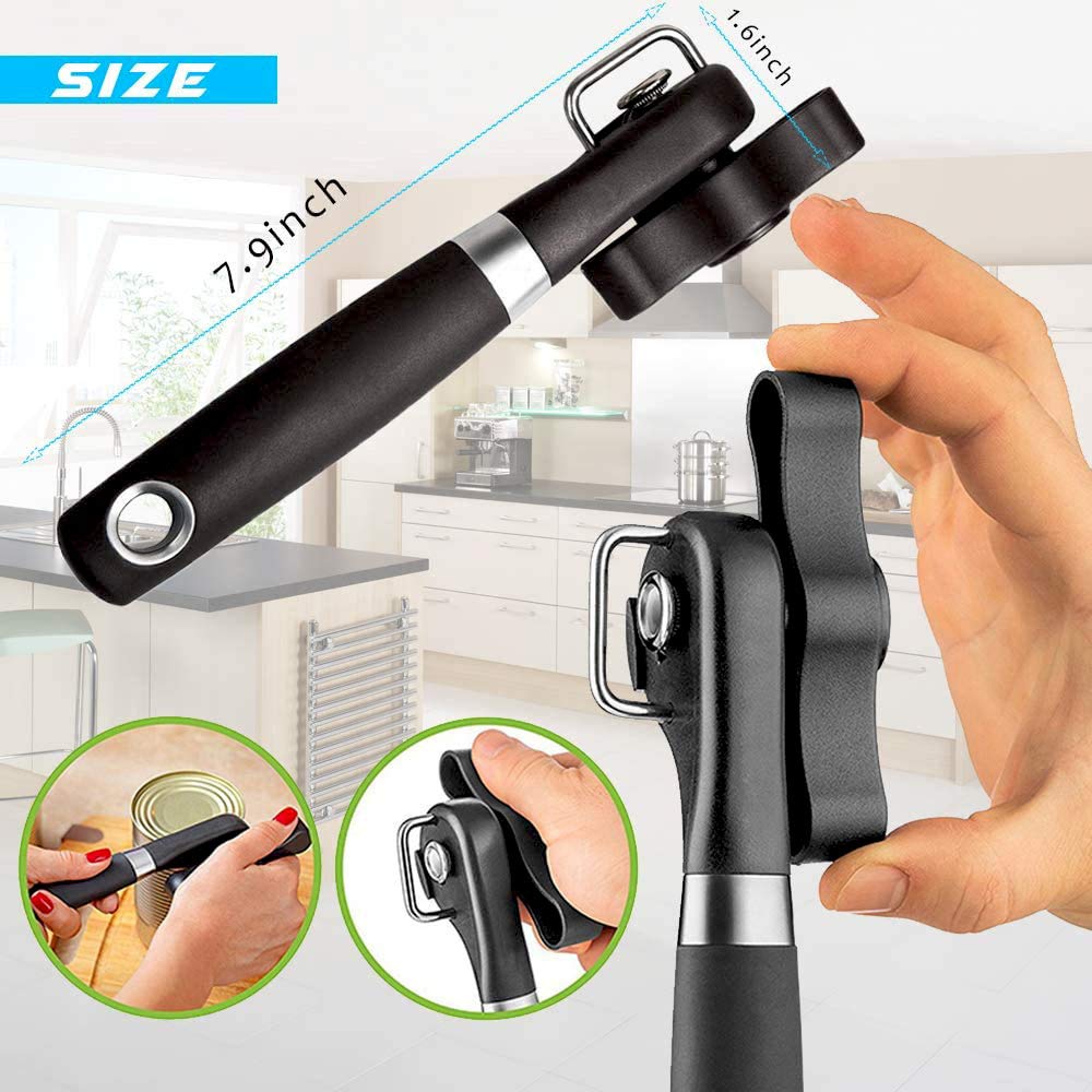 Safe Cut Can Opener, Smooth Edge Can Opener Ergonomic Handle, Manual Can Opener, Food Grade Stainless Steel Cutting Can Opener F