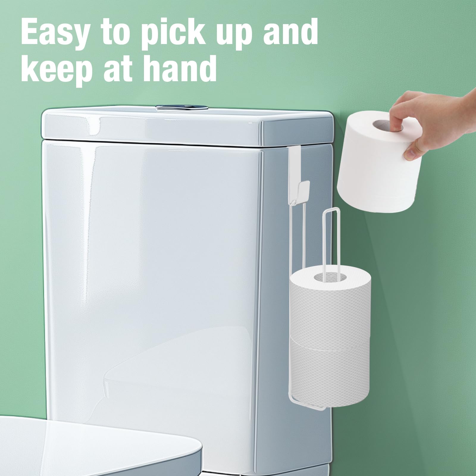 Tokokimo Toilet Paper Holder Wall Mount, Extra Self Adhesive Toilet Paper Storage For 3 Roll Tissue, Over The Tank Toilet Paper