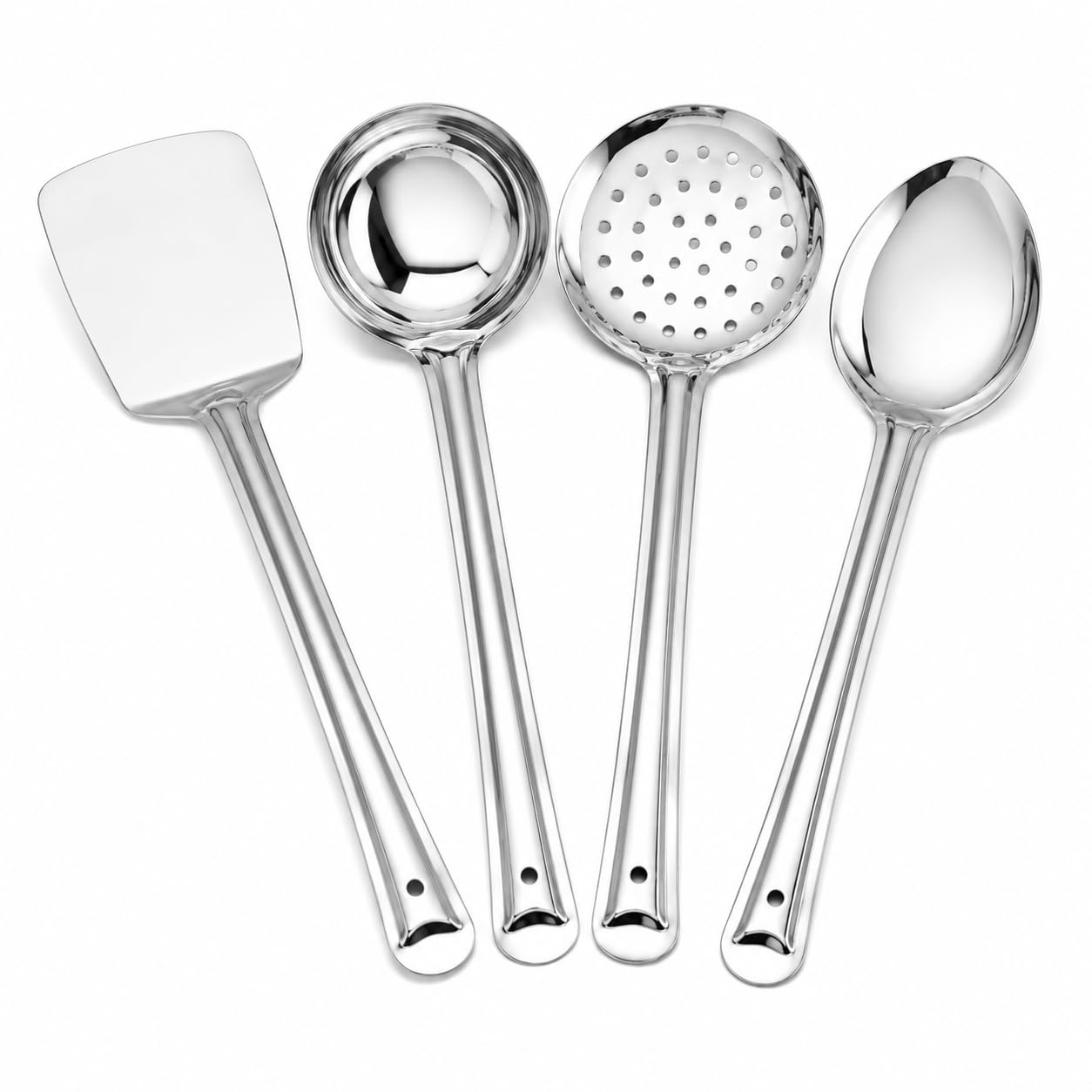 NARSI 4 Piece Stainless Steel Utensil Set, Kitchen Cooking Utensils Set with Spatula, Ladle, Skimmer & Serving Spoon, Durable Ki