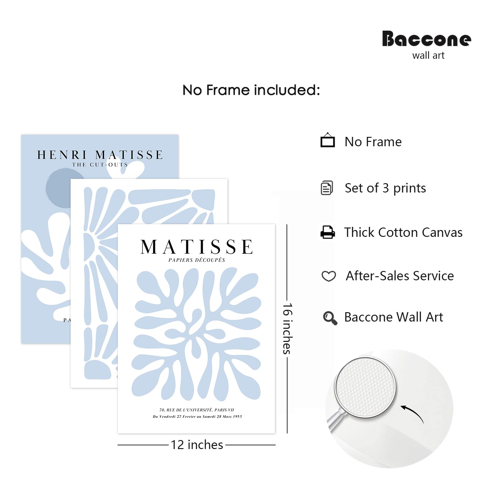 Henri Matisse Wall Art Prints Set Of 3 Blue Abstract Matisse Canvas Wall Decor Aesthetic Preppy Wall Art Blue Matisse Posters Ar