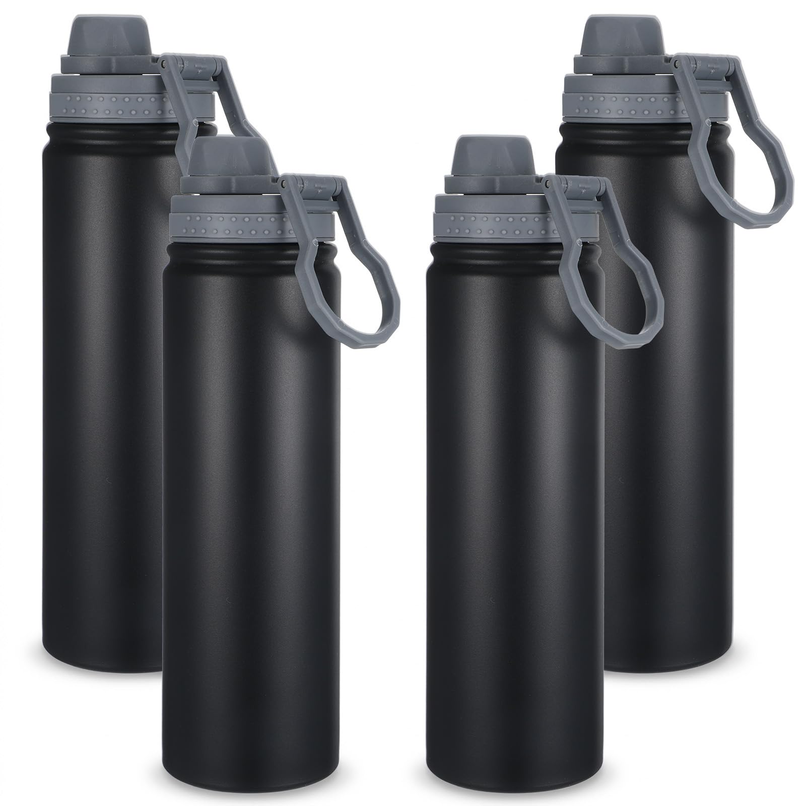 moheaaei 4 Pack Insulated Water Bottles, 26oz/750ml Stainless Steel Sports Water Bottle with Spout Lid Double Wall Bottle Leakpr