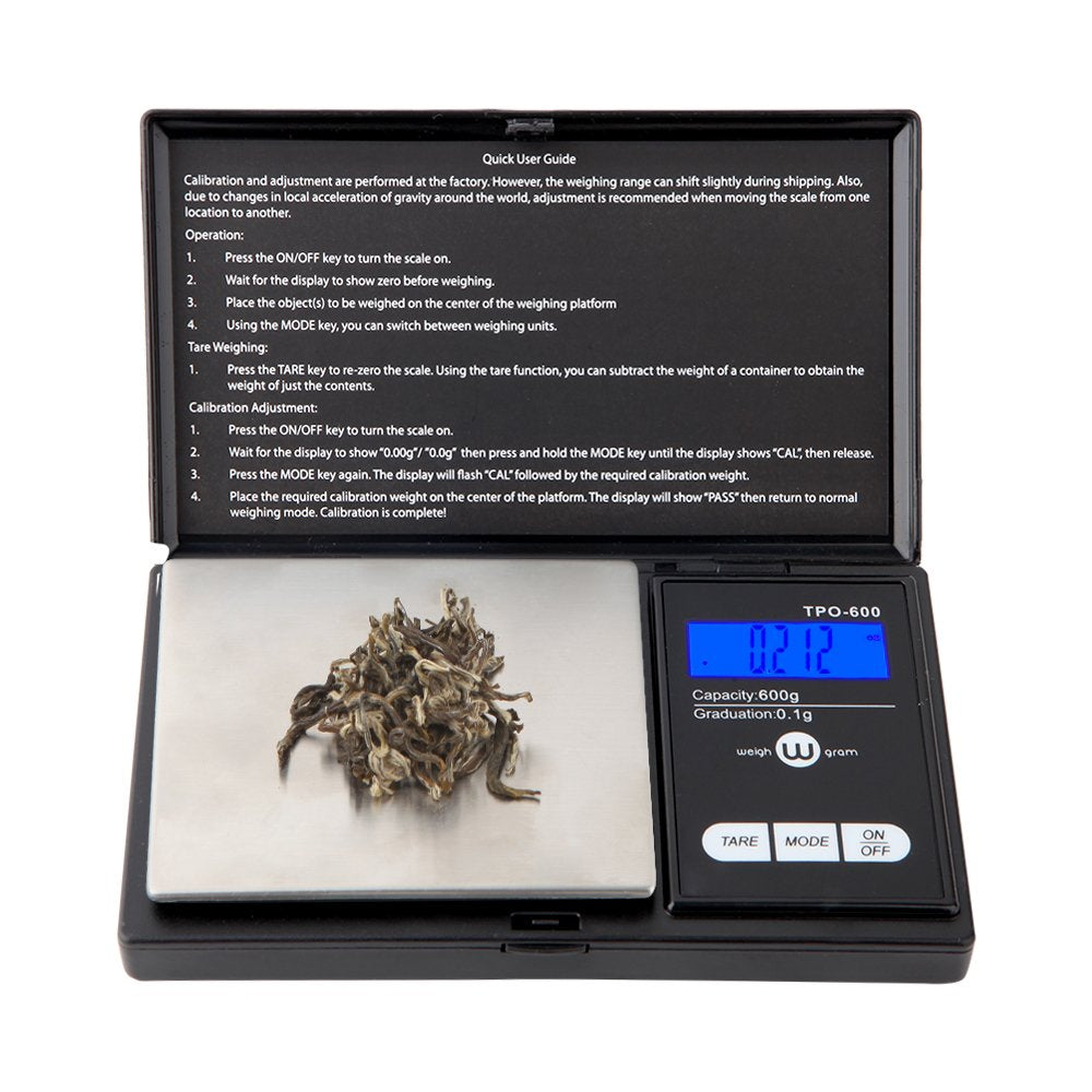Weigh Gram Digital Pocket Scale 600g x 0.1g, Stainless Steel, Black, Model 4335500561, Ideal for Jewelry and Food Measurement