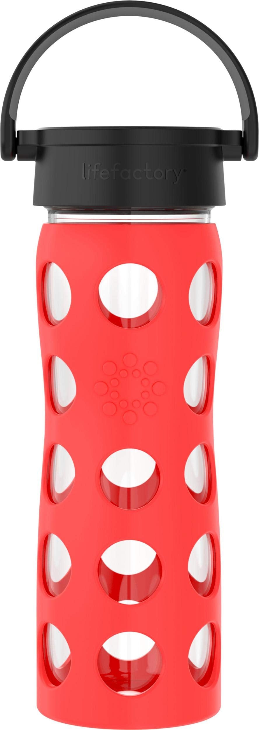 Lifefactory 16-Ounce Bpa-Free Glass Water Bottle With Classic Cap And Protective Silicone Sleeve, Poppy