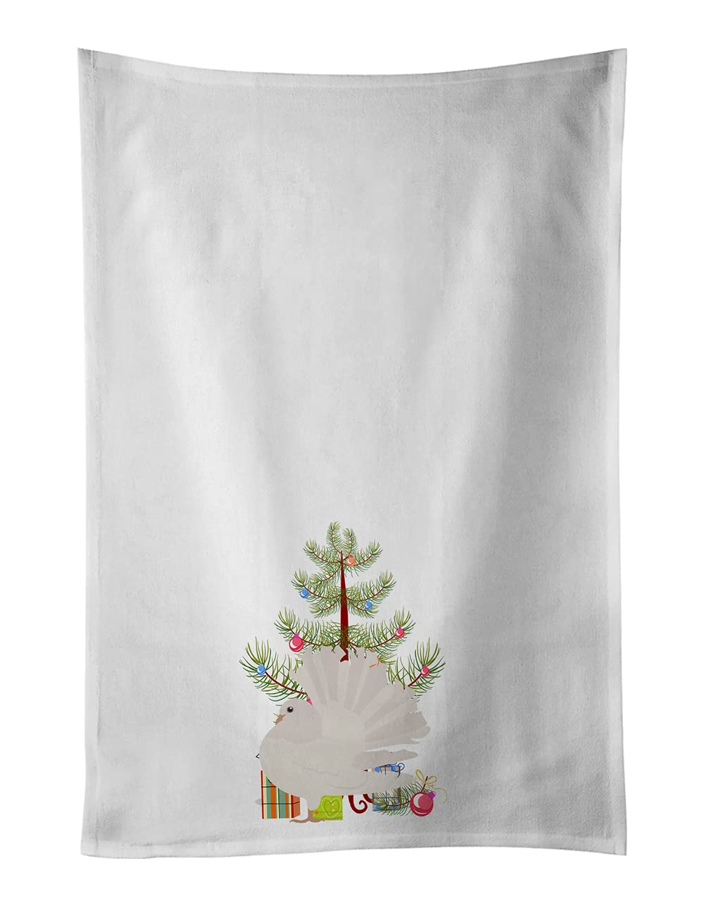 Silver Fantail Pigeon Christmas White Kitchen Towel Set of 2