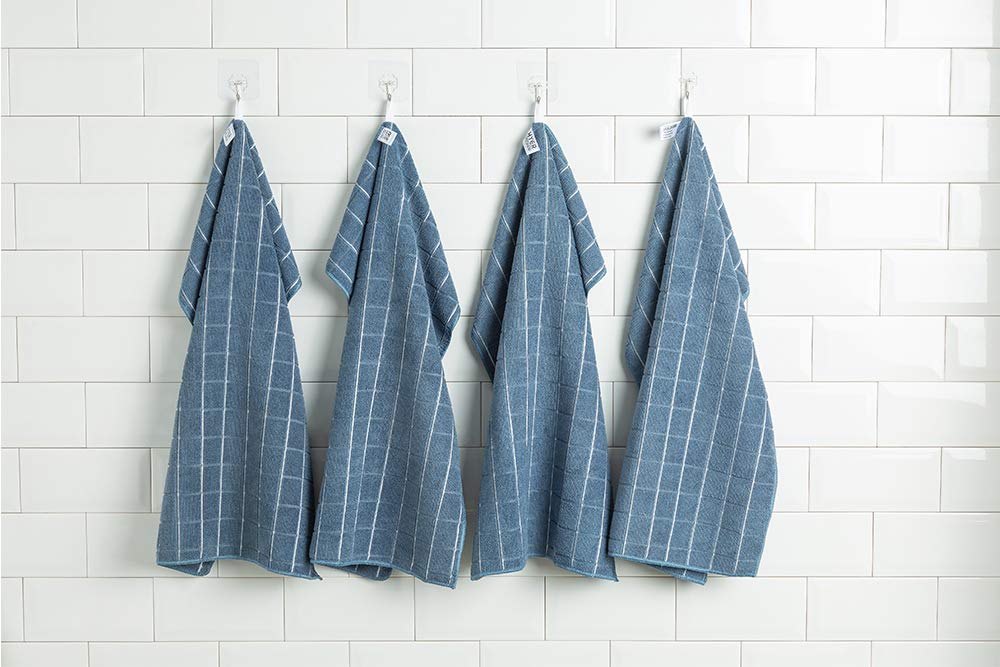 Microfiber Dish Towels - Soft, Super Absorbent And Lint Free Kitchen Towels - 8 Pack (Lattice Designed Blue Colors) - 26 X 18 In