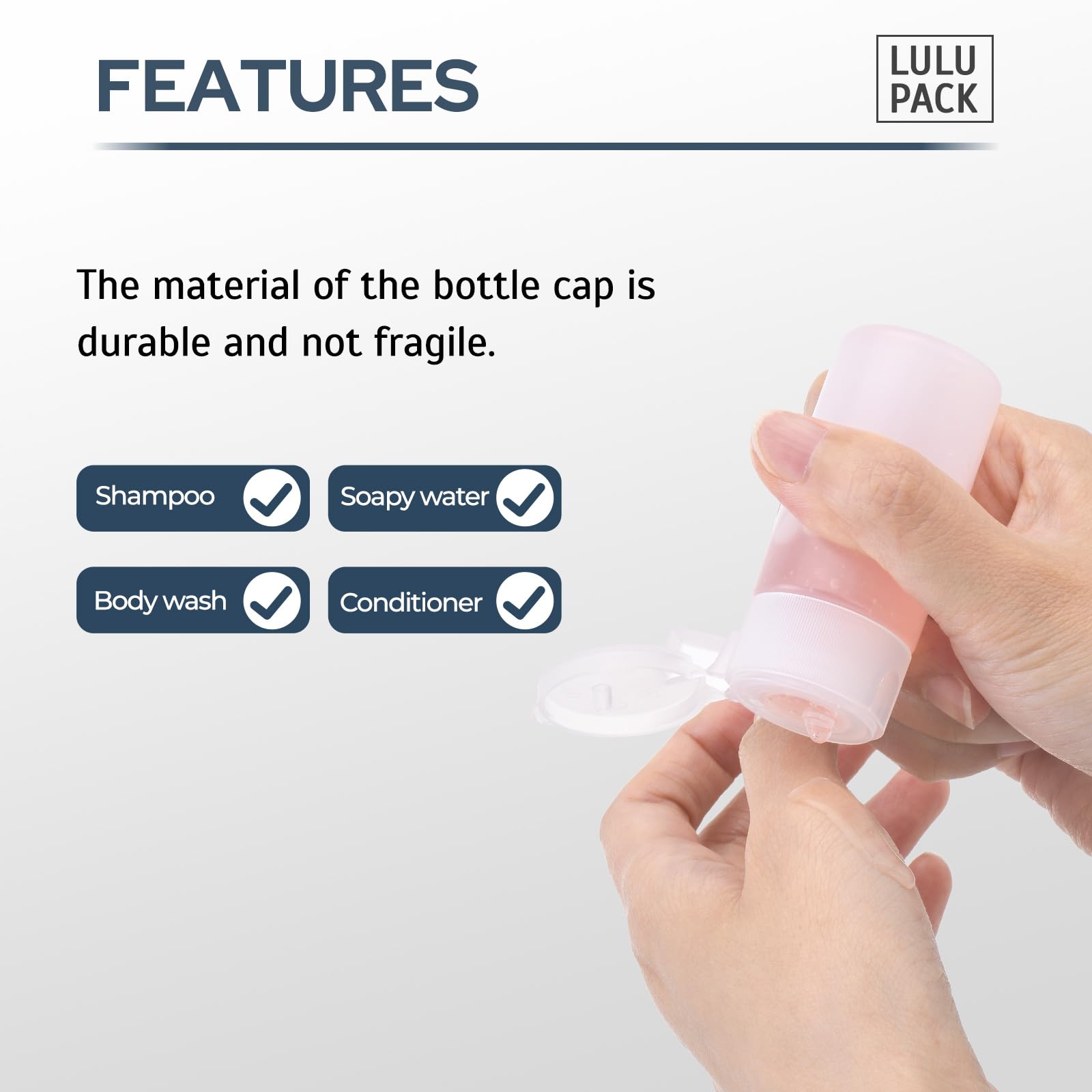 Lulupack Travel Bottles For Toiletries 1 Oz - Travel Size Shampoo And Plastic Containers Tsa Approved - Empty Squeeze Sanitizer