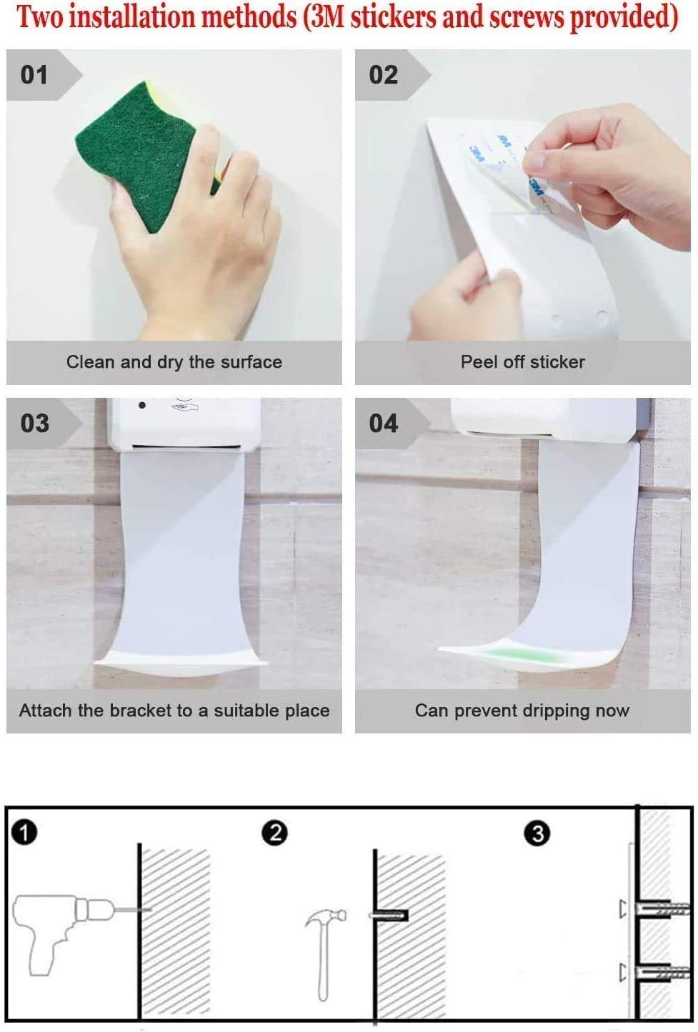 4Pcs Drip Tray For Wall Mounted Soap Dispenser, Prevent Dripping And Spraying, Dispenser Stand,Soap Dispenser Bracket, Soap Disp