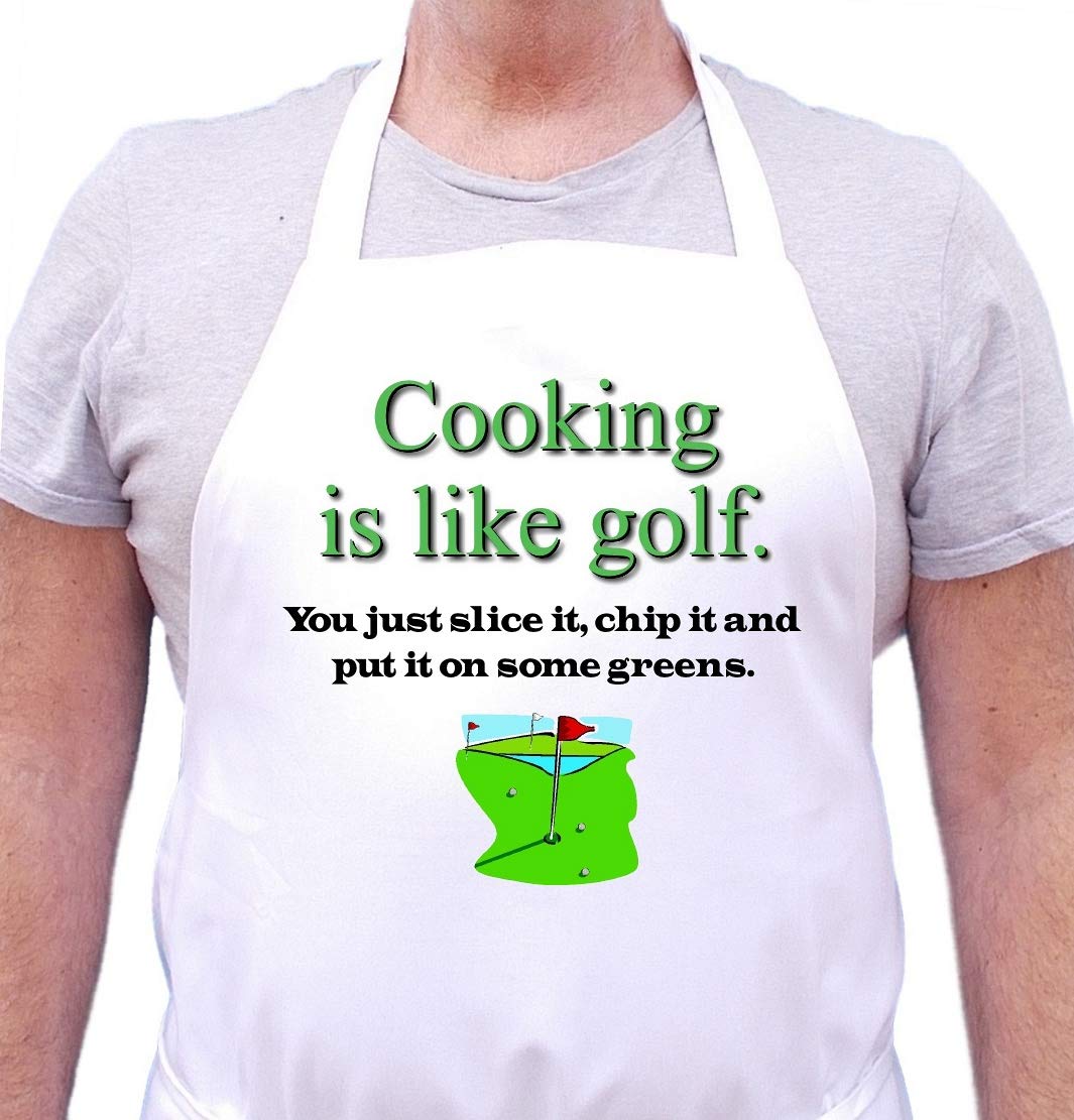 Cooking Is Like Golf Funny Apron For Golfers White