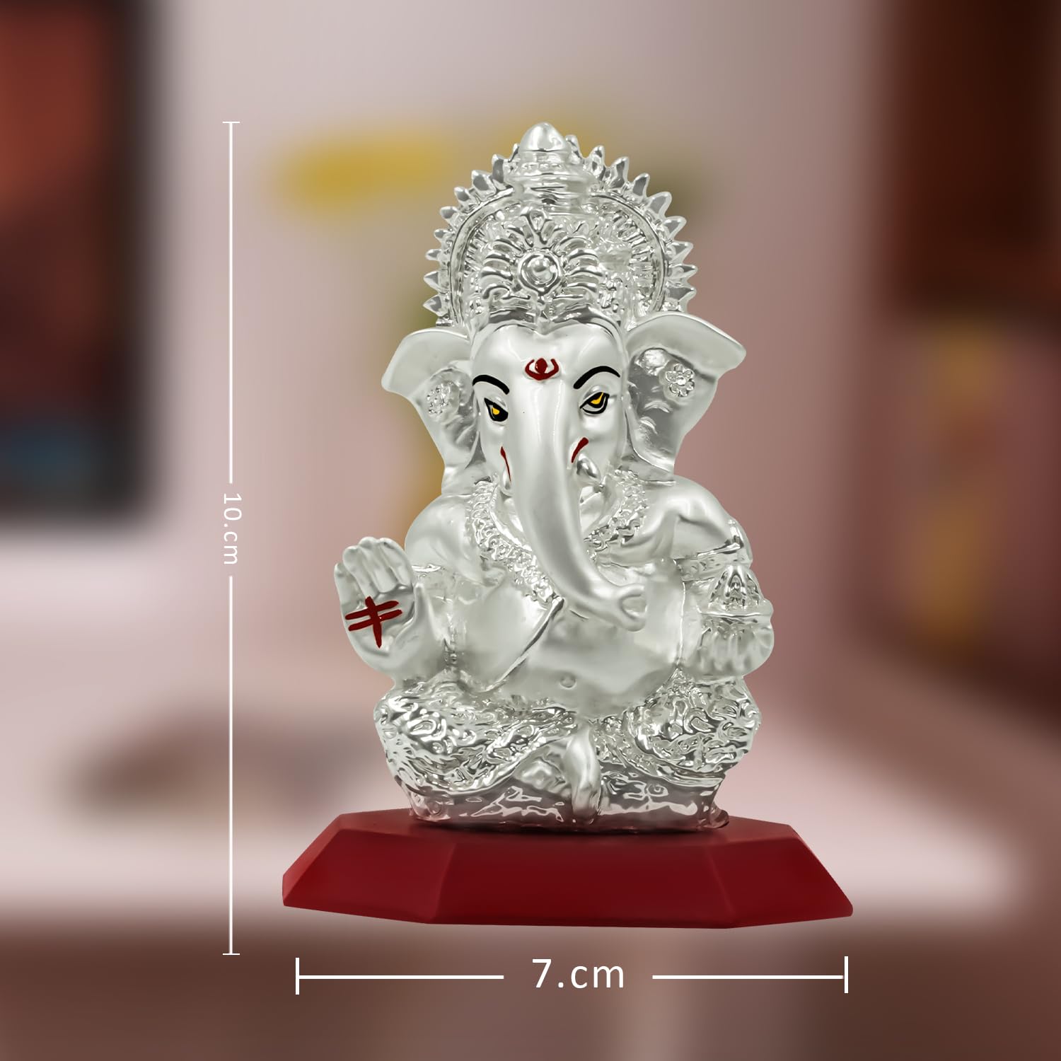 Diviniti Ganesha Idol For Home Decor Showpiece 999 Silver Plated Statue Of Lord Ganesha For Tabletop Ganesh Ji Murti For Puja Ro