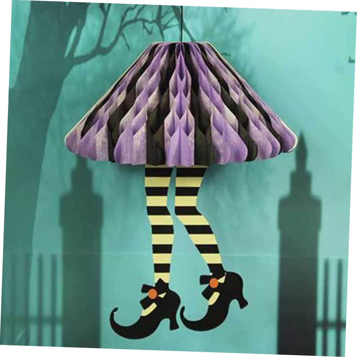 ABOOFAN Halloween Honeycomb Pendant Party Hanging Pendant Halloween Hanging Ornament Witch Legs Paper Ball Party Ornament Purple