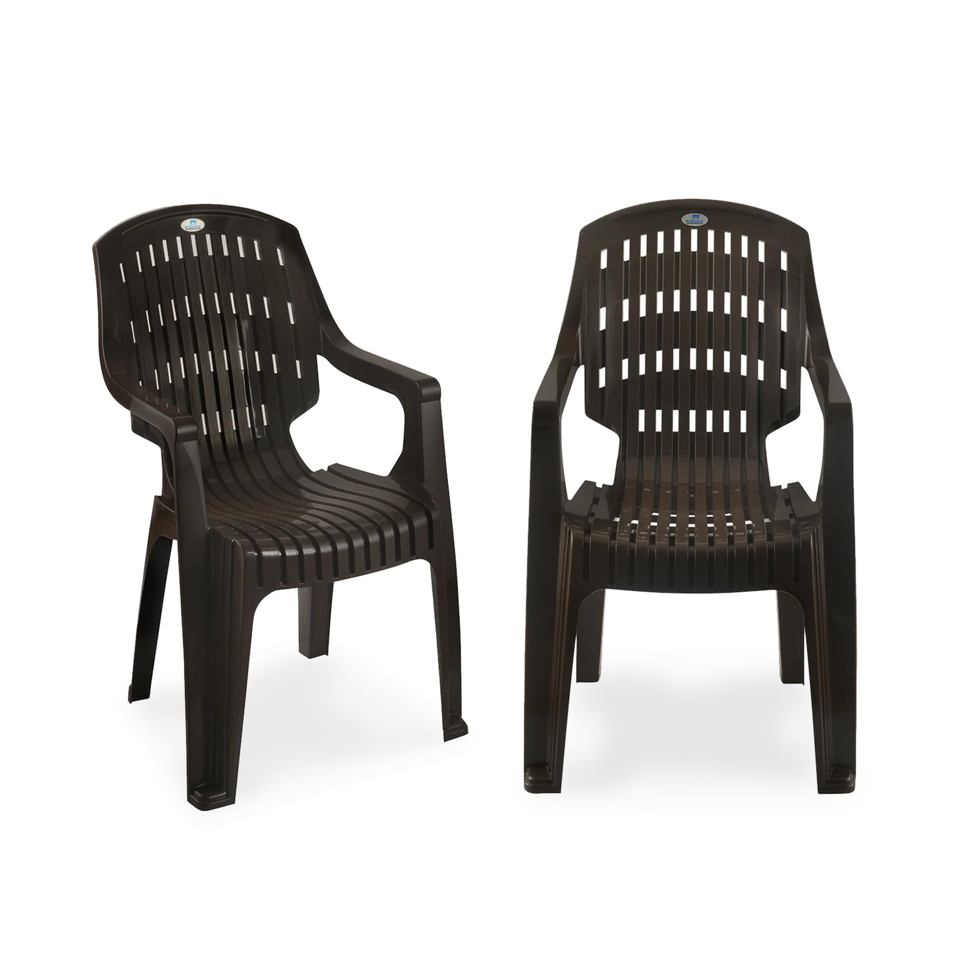 Nilkamal Plastic Chair For Living Room With Arm |Set Of 2 | 3 Year Warranty | For Home, Living Room, Outdoor | Season Rust Brown