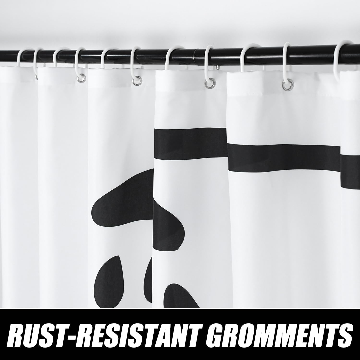Riepoiia Black And White Shower Curtain Water Drop Shower Curtain For Bathroom Waterproof Polyester Fabric Modern Shower Curtain