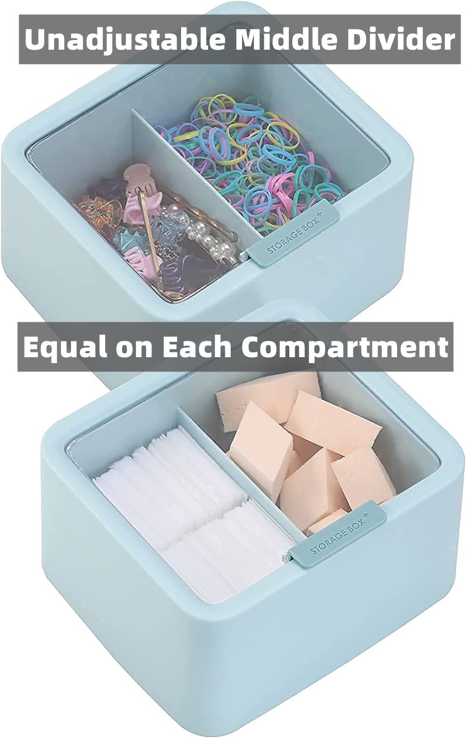 Tecbeauty Large Qtips Holder - 2 Grids Cotton Swabs Dispenser Bathroom Organizer Cotton Balls, Cotton Pads Storage Canisters, Hi