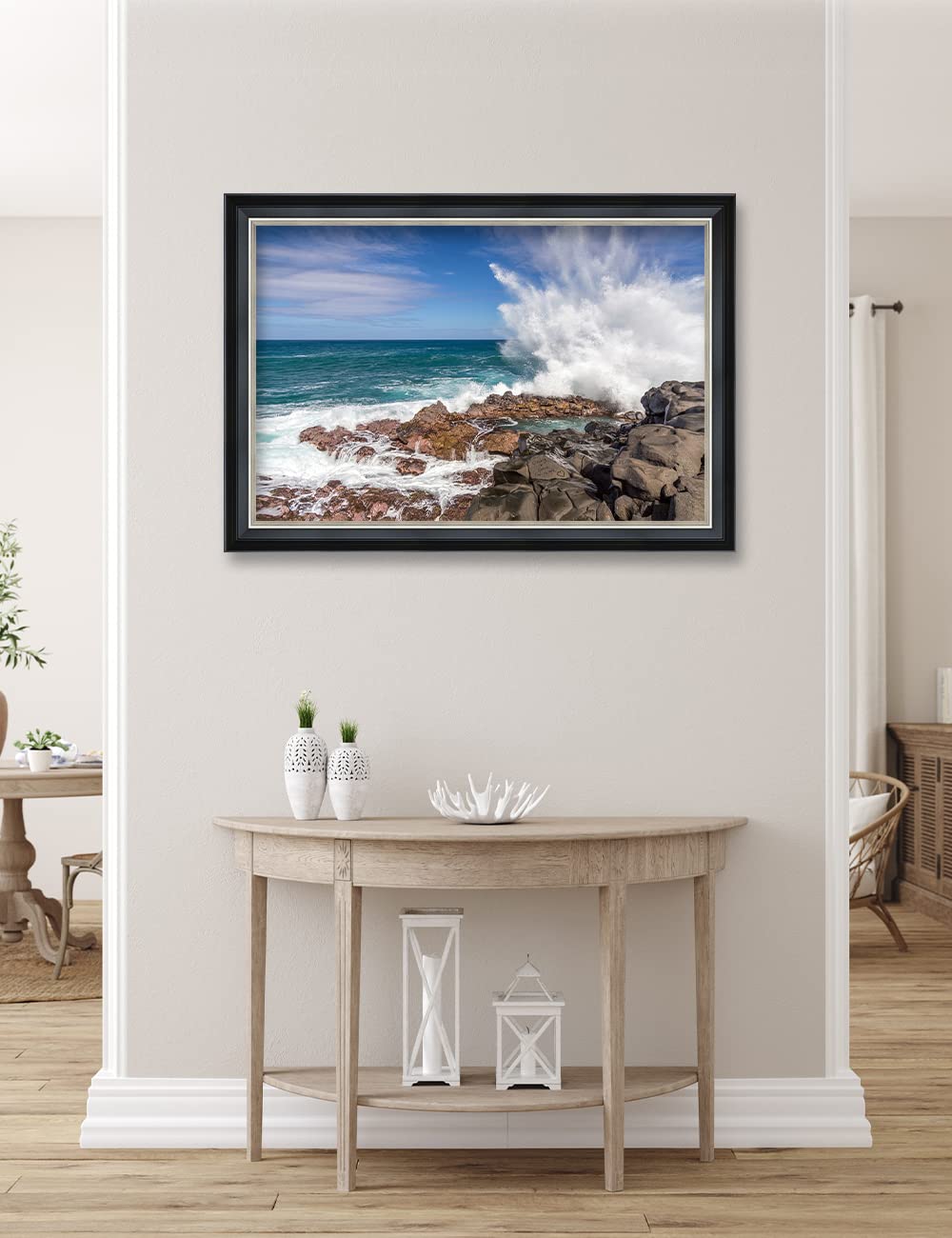 Ipic - Waves Crashing At Queen'S Bath, Personalized Ideal Gift Custom Framed Wall Art With Names And Date, Giclee Prints With So