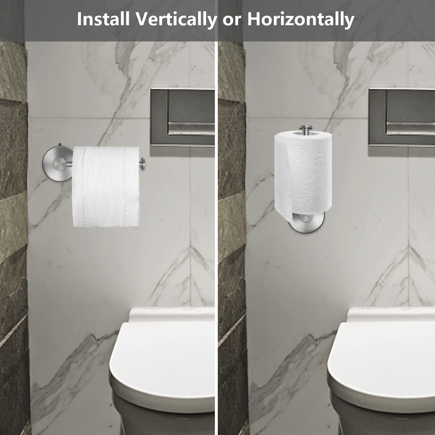 Dgyb Suction Cup Toilet Paper Holder - No Drill Adhesive Wall Mount, 5.8 Inch Rustproof Stainless Steel Tp Roll Holder For Bathr
