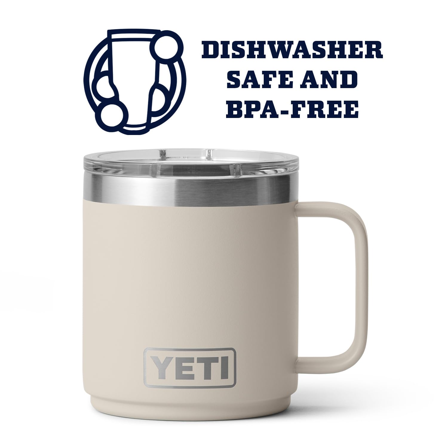 Yeti Rambler 10 Oz Stackable Mug, Vacuum Insulated, Stainless Steel With Magslider Lid, Cape Taupe