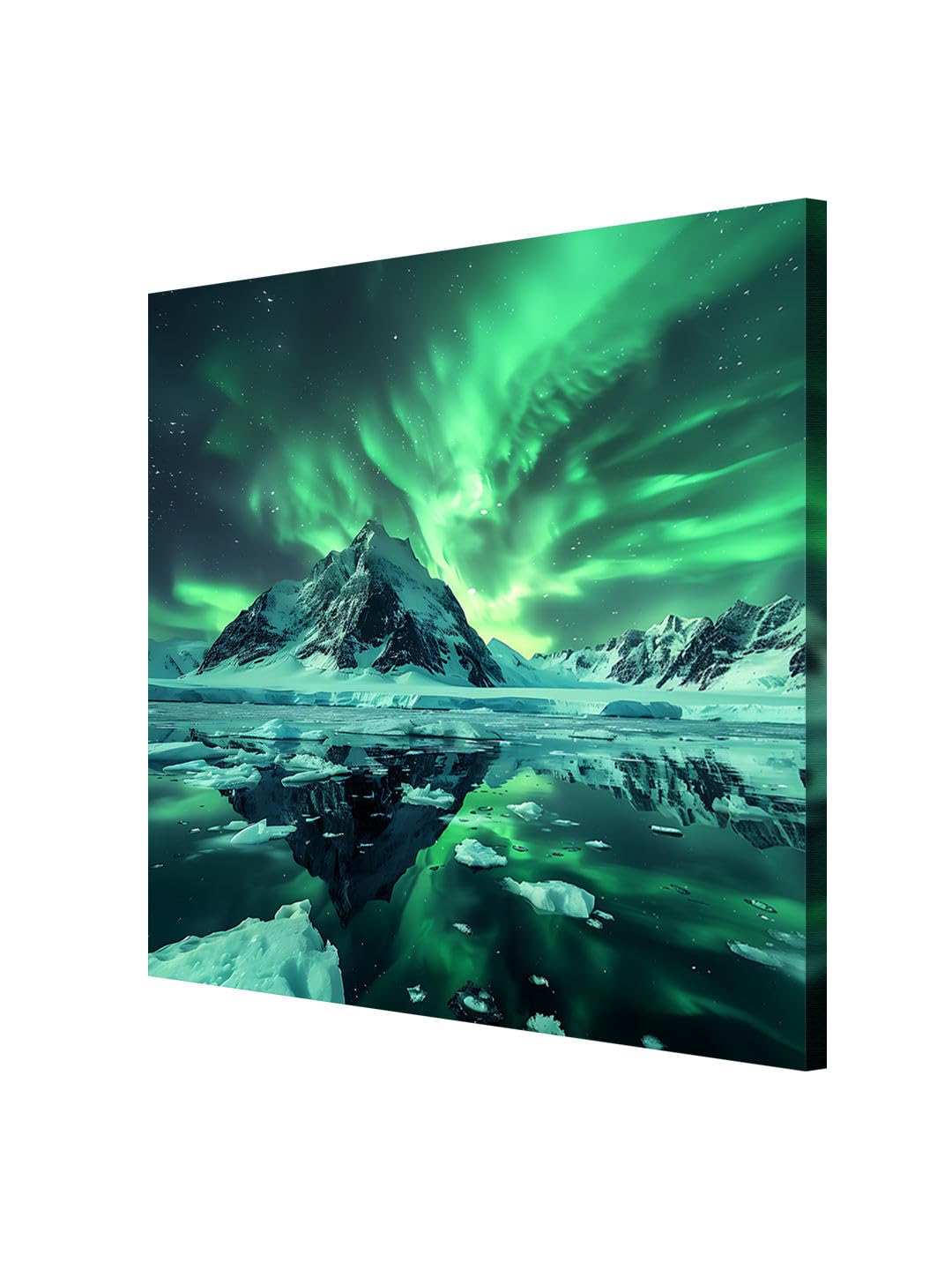 999Store Mystical Aurora Canvas-Wrapped Painting 24X24 - Northern Lights Over Icy Peaks(Flp24X240339)