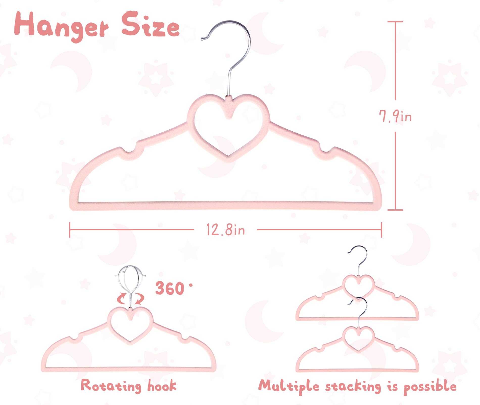 Gosche Kids Velvet Hangers (12.8 Inch - 50 Pack), Non-Slip Baby Clothes Hangers For Closet, Ultra Slim Space Saving Childrens Ha