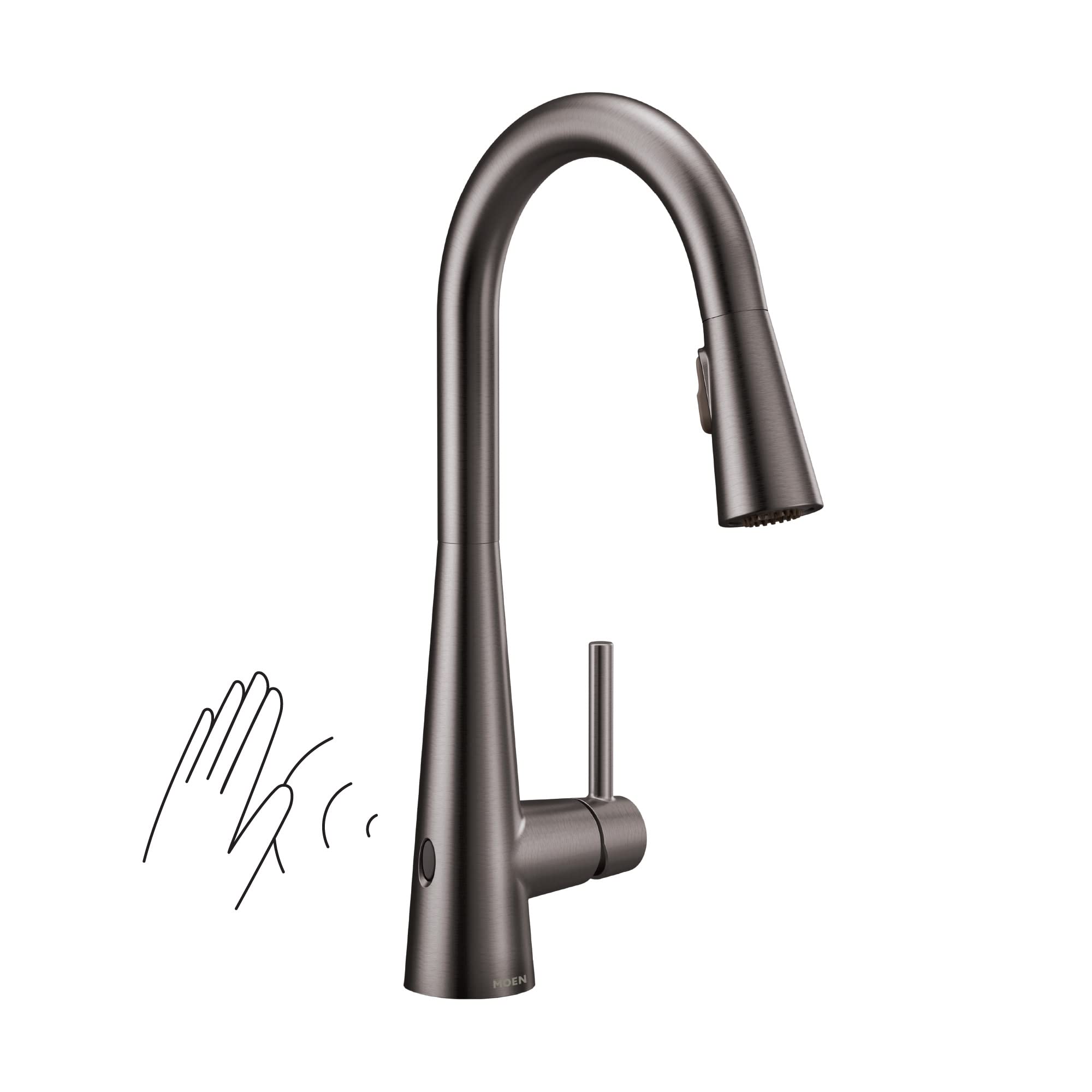 Moen Sleek Spot Resist Black Stainelss Motionsense Wave Sensor Touchless One-Handle High Arc Pulldown Modern Kitchen Faucet Feat
