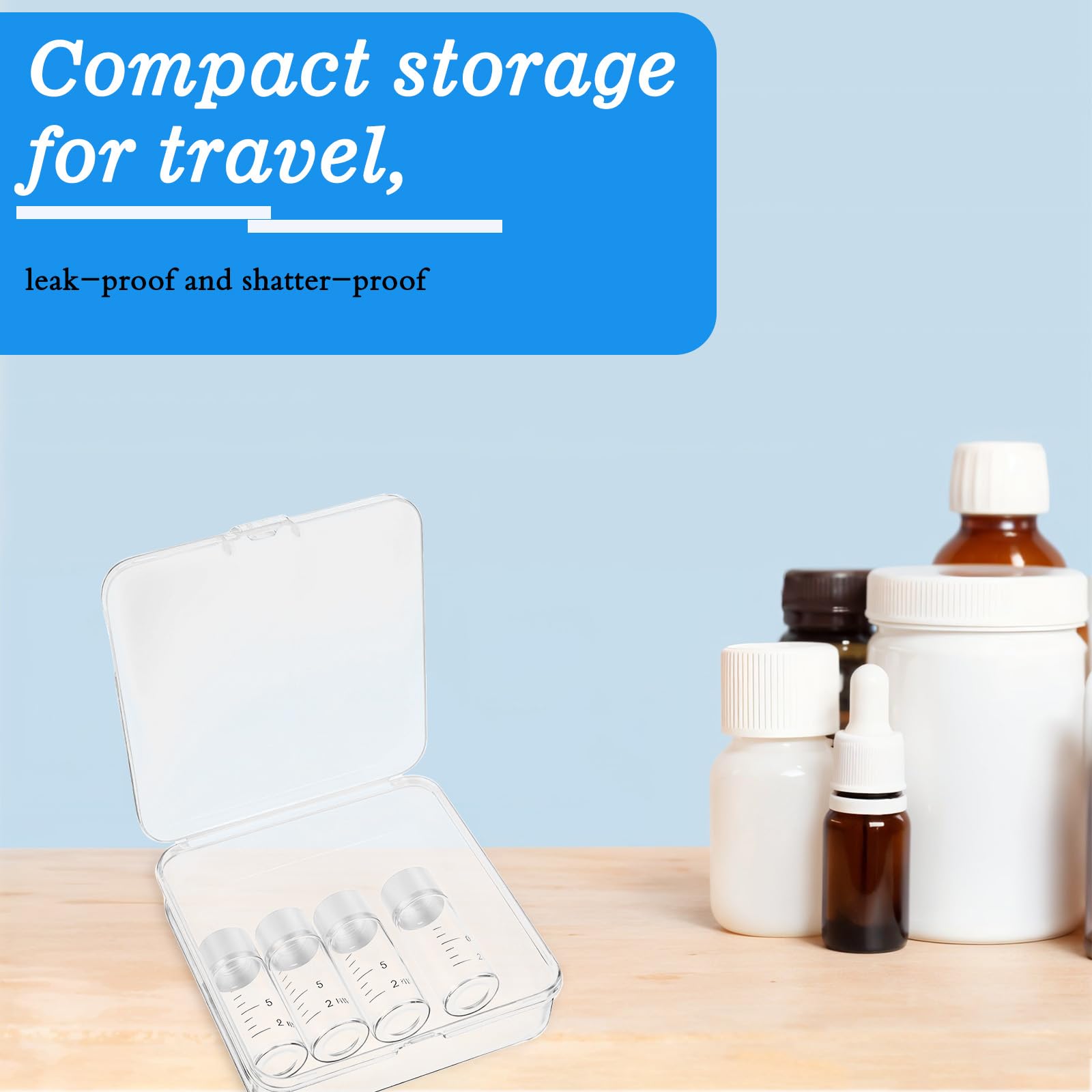 4 Pcs Liquid Travel Containers, Scale Liquid Containers Leakproof Travel Bottles Empty Plastic Bottles With 10 Stoppers And 2 Fu