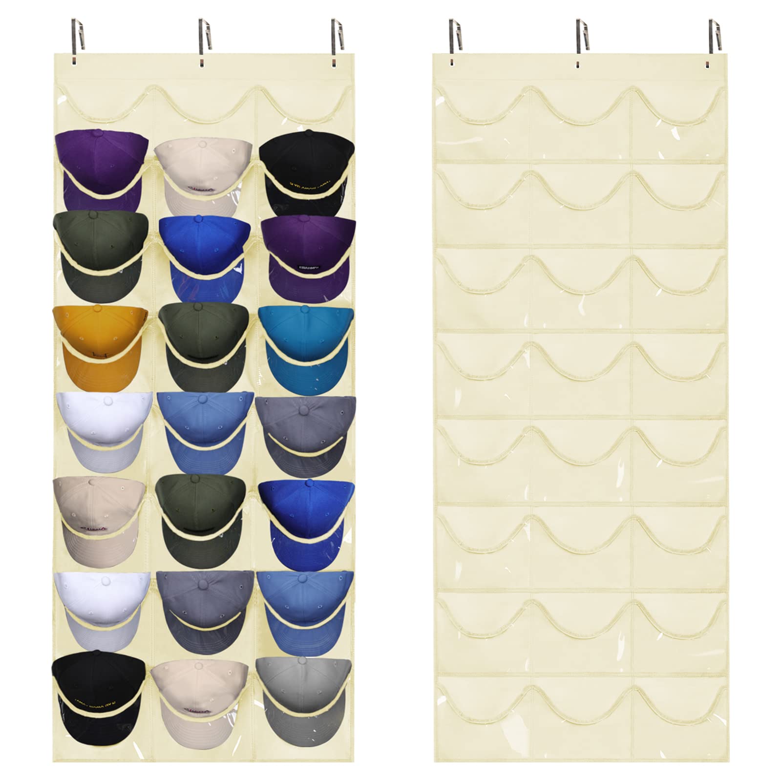 Dofilachy Hat Rack - Hat Organizer - Hat Racks For Baseball Caps, Visible Hat Holder - Baseball Hat Rack For Wall Door With 3 Ho