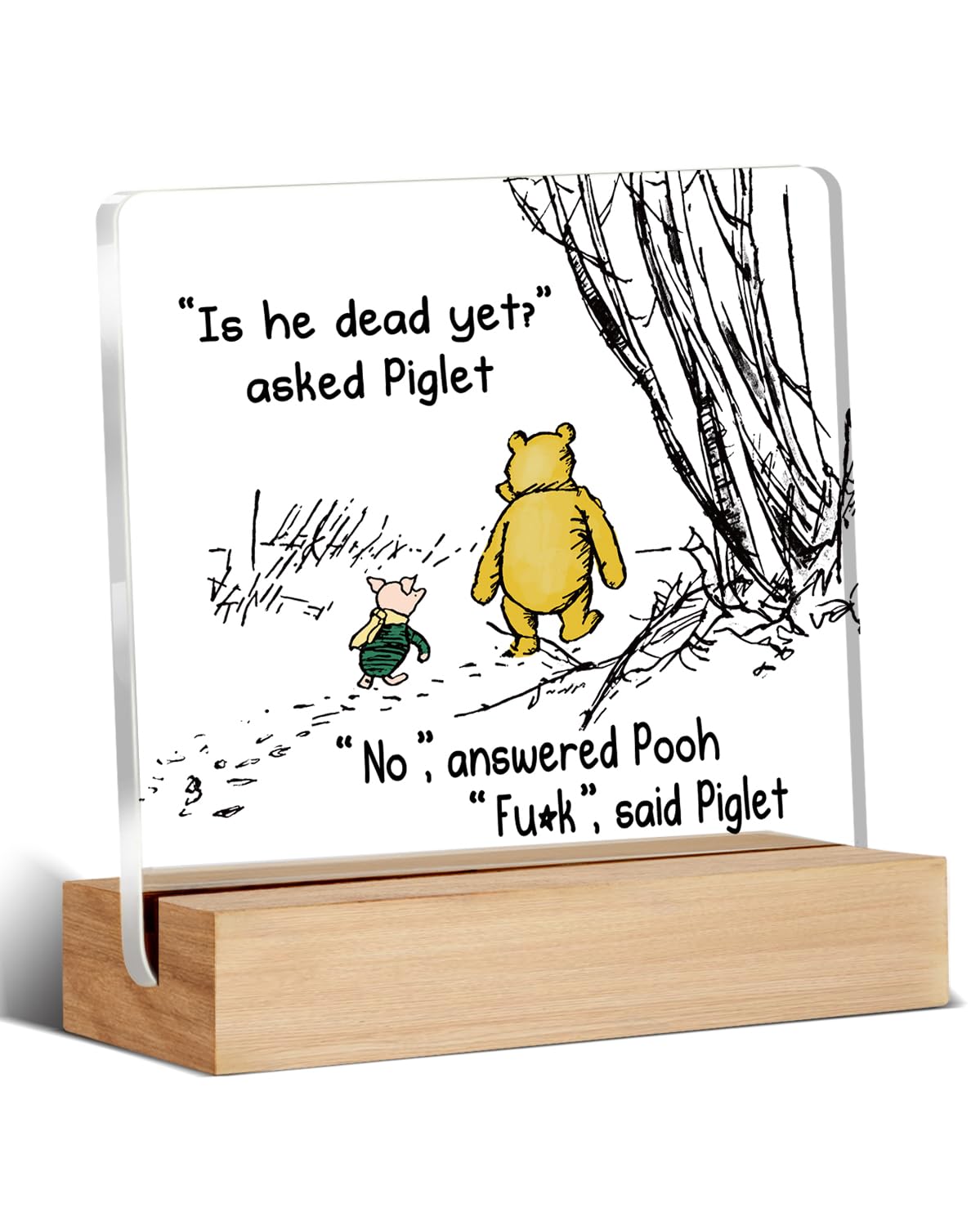 Funny Pooh Bear FDT Gifts, Democrat Gift, Fun Gifts for Liberal Coworkers Friends, Is He Dead Yet Home Office Acrylic Desk Decor