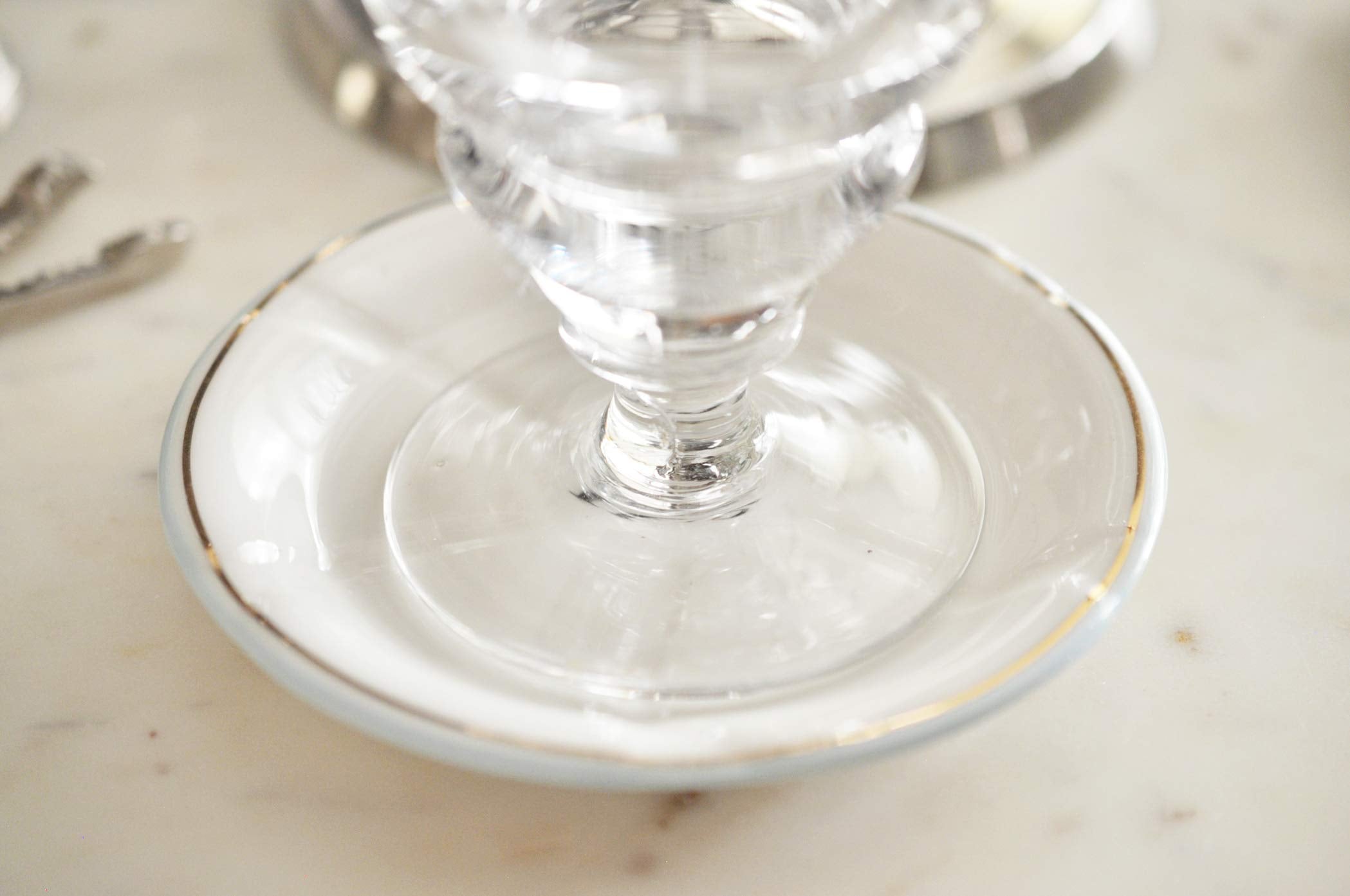 Porcelain French Absinthe Coaster/Saucer, 1F75, Lt Blue/Gold