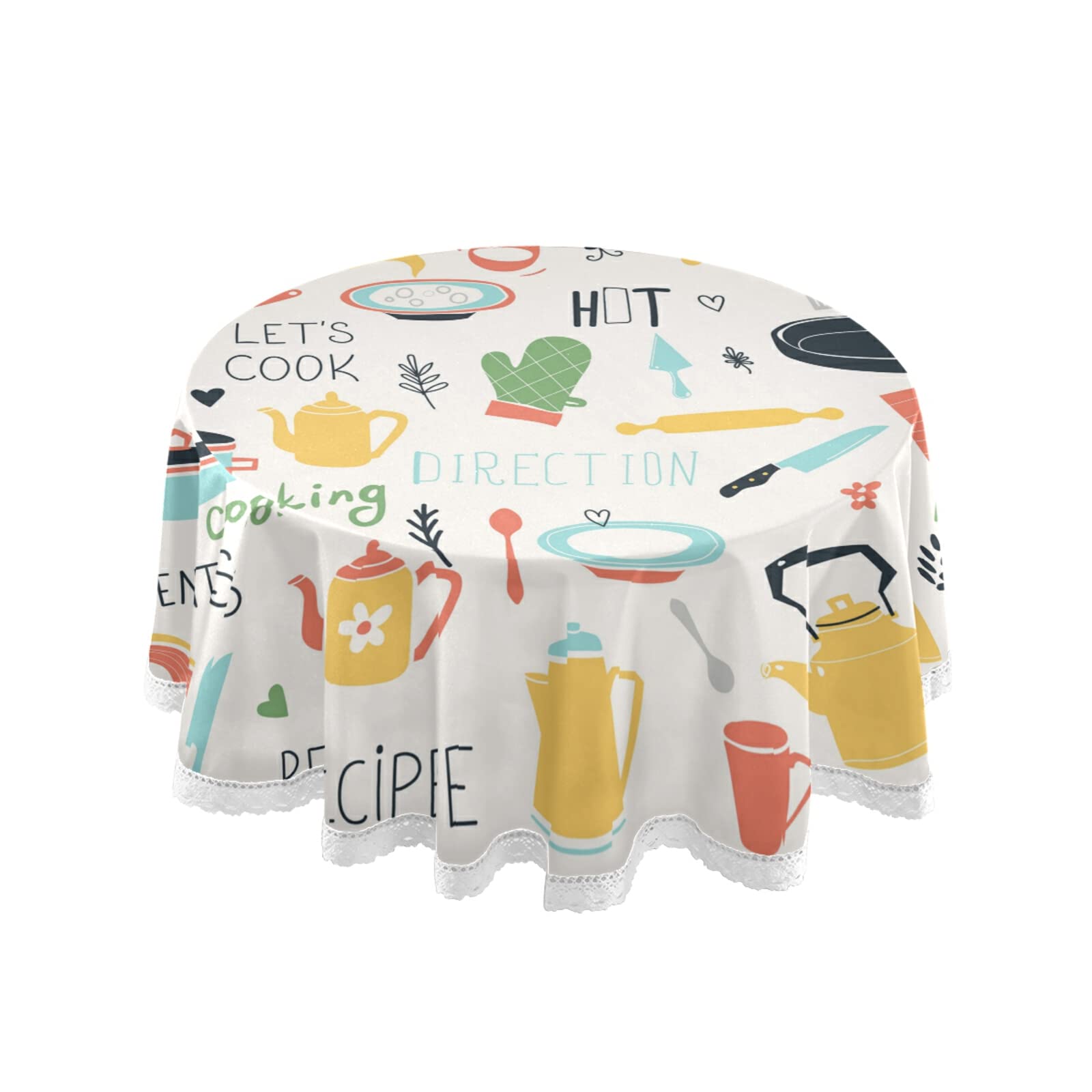 Kcldeci Table Cloth, Kitchenware Round Table Cover Tablecloth Washable Dining Decorative For Holiday Home Christmas Party Picnic