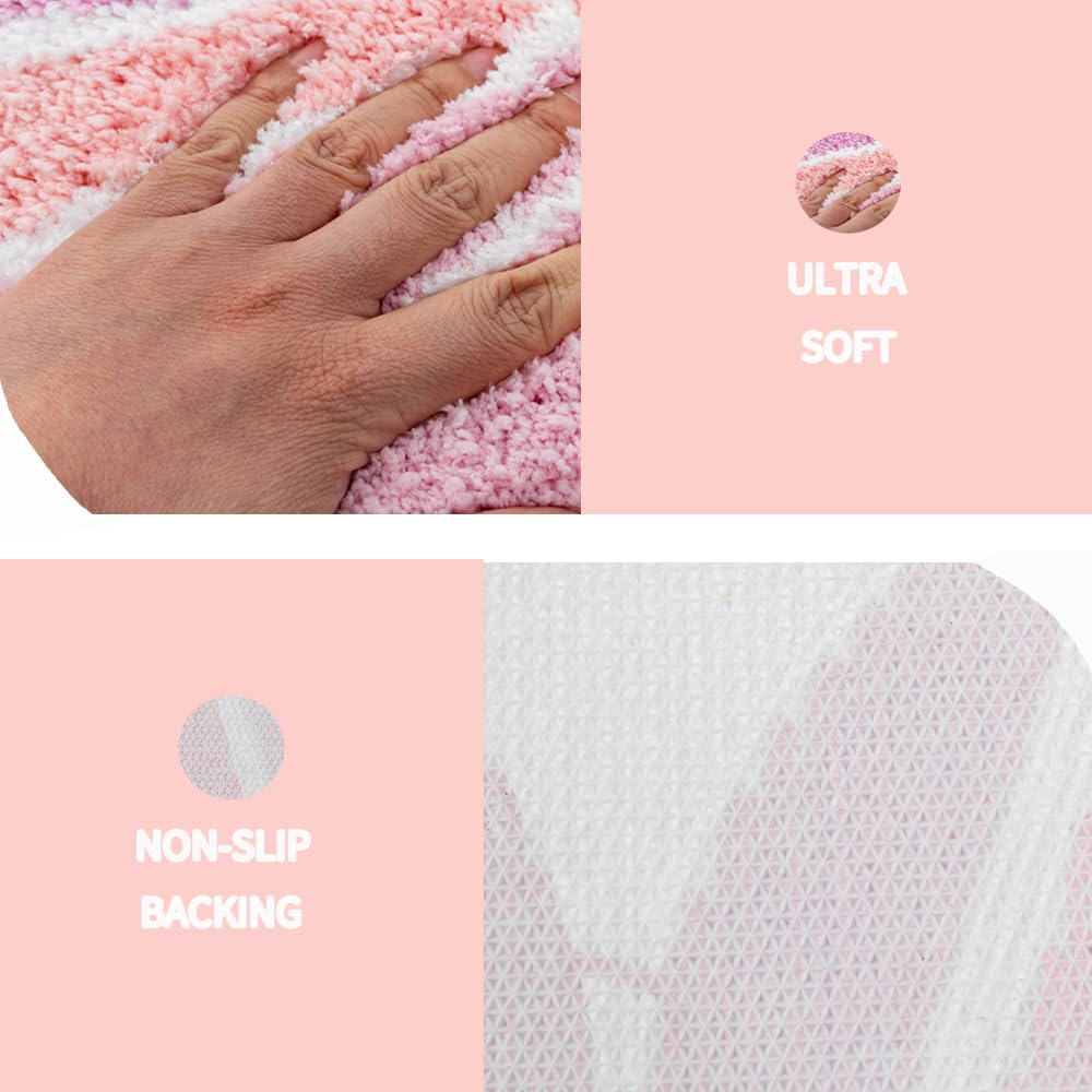 Cute Mermaid Bath Mat Funny Pink Ocean Fish Mermaid Scales Tail Shape Bath Rugs For Bathroom Non-Slip Soft Thick Microfiber Abso