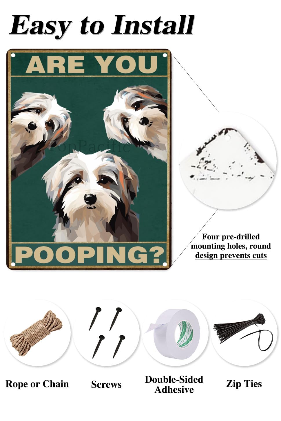 Toppacific Havanese-Dog 12X8 Inch Are You Pooping Sign Bathroom Decor- Dog Metal Poster Dog Lover Gift Art Funny Dogs Wall Art D